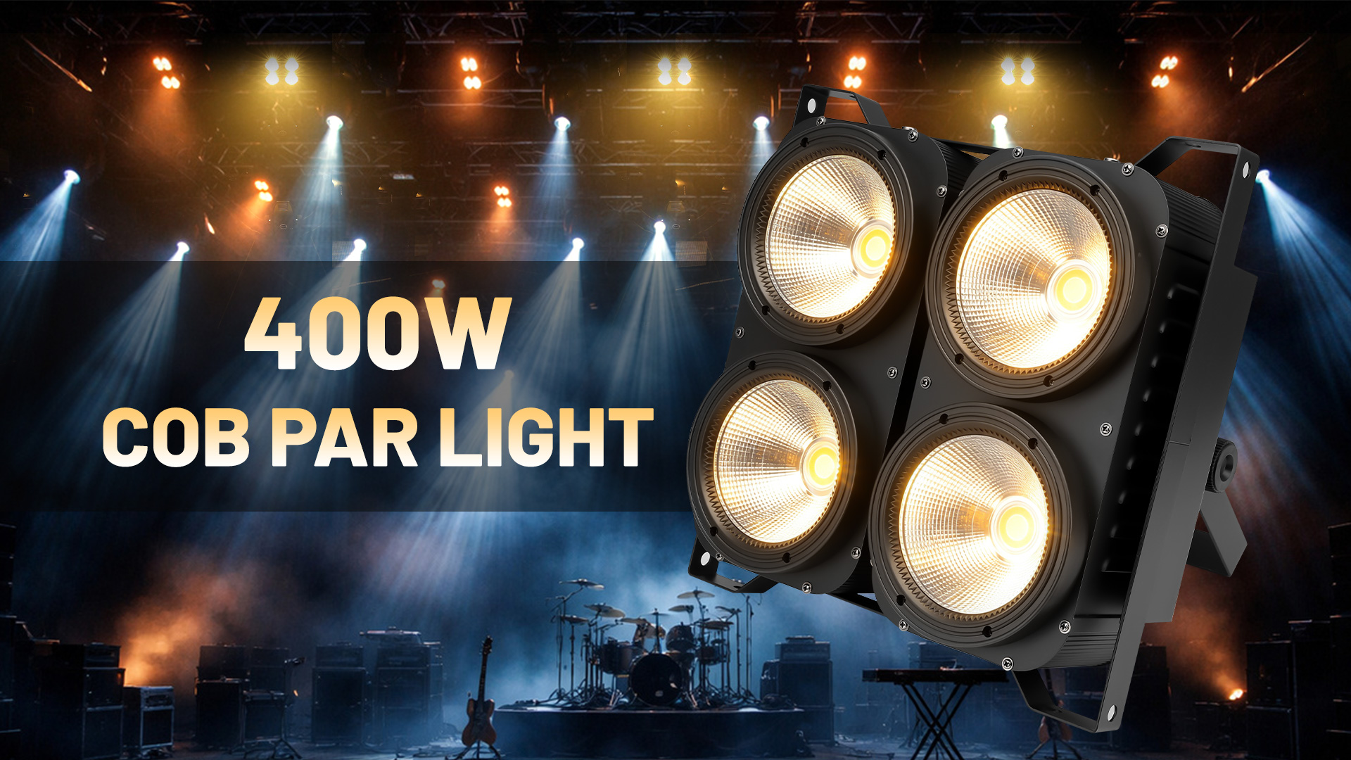 thumbnail video image 2 of Cob Blinder Stage Spotlight, 4x100W  LED Par Light, Warm&Cold White DMX512 Sound Activated for Church Events Wedding Parties Concert Theater, 2 of 7