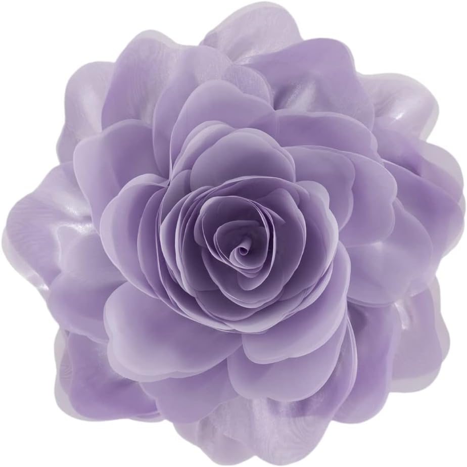 thumbnail video image 2 of JWH 3D Handmade Decorative Round Soft Lilac Gauze Rose Flower Accent Pillows for Sofa Bedding 12inch Light Purple, 2 of 9