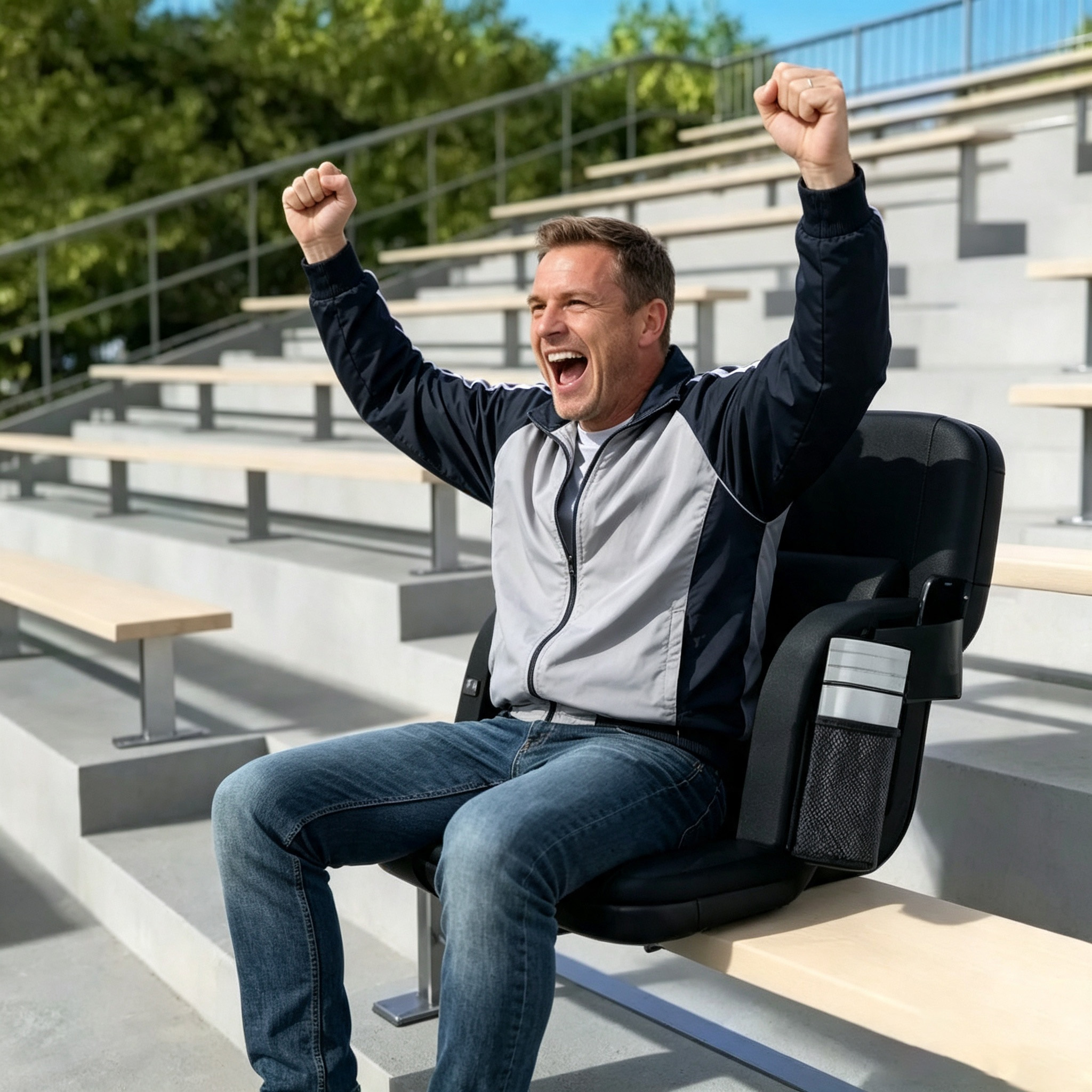 Foldable Seating Examples Oswerpon Heated Massage Stadium Seats for Bleachers with Back Support ...