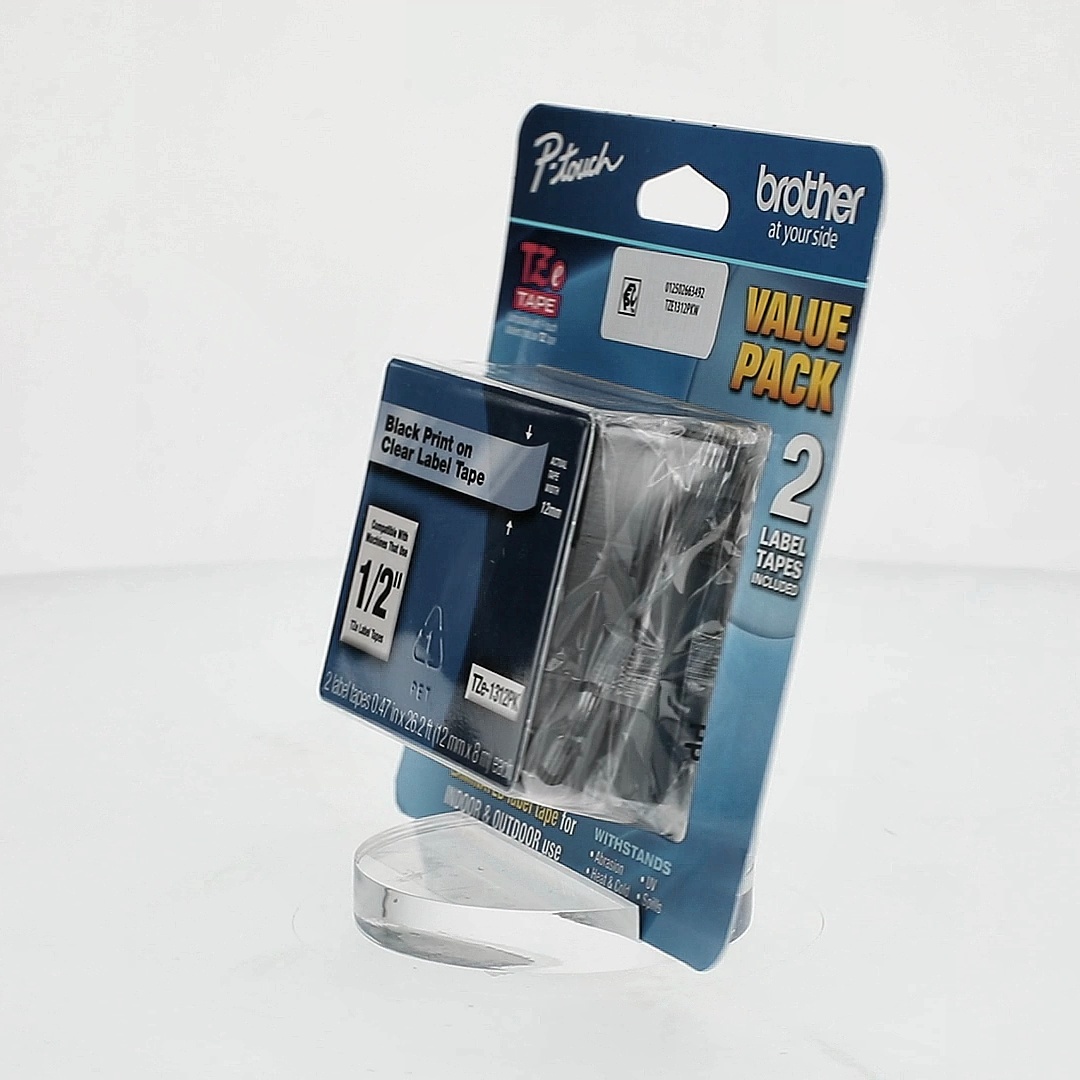 Brother Genuine P-Touch TZE1312PK, Black on Clear Tape, Laminated