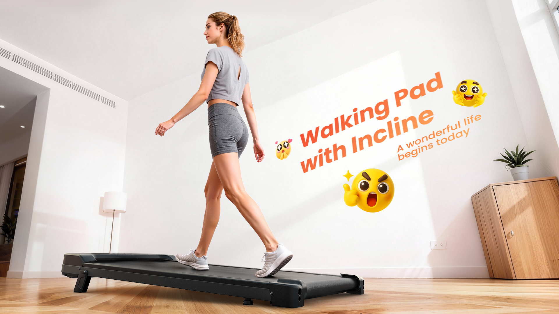 Bigzzia 2 in 1 Under Desk Walking Pad Treadmill, Compact for Home