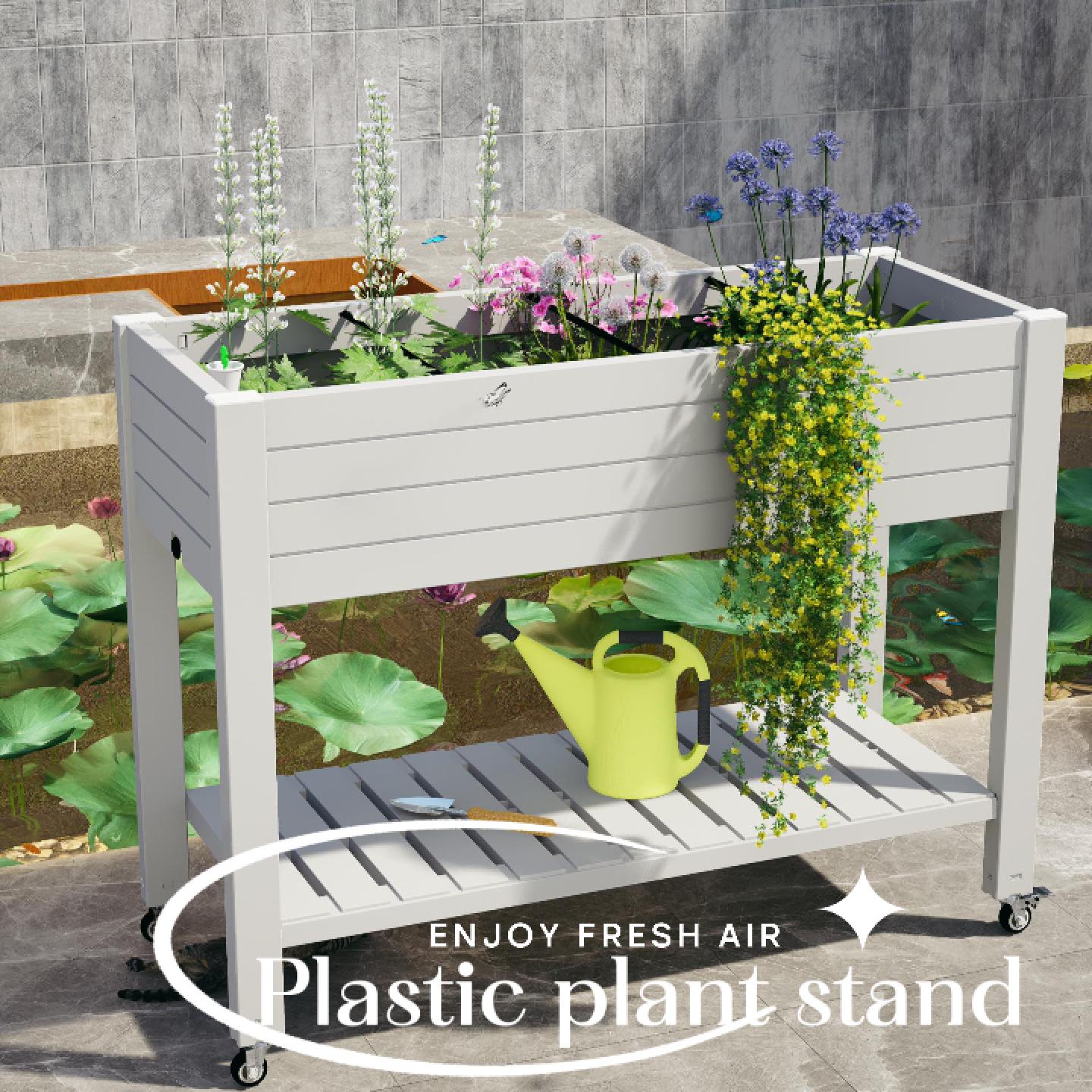 thumbnail video image 2 of EasyUp Horticulture Raised Garden Bed Outdoor,Resin Plant Stand for Flowers Vegetables Herbs in Backyard, Patio, Balcony, 2 of 7