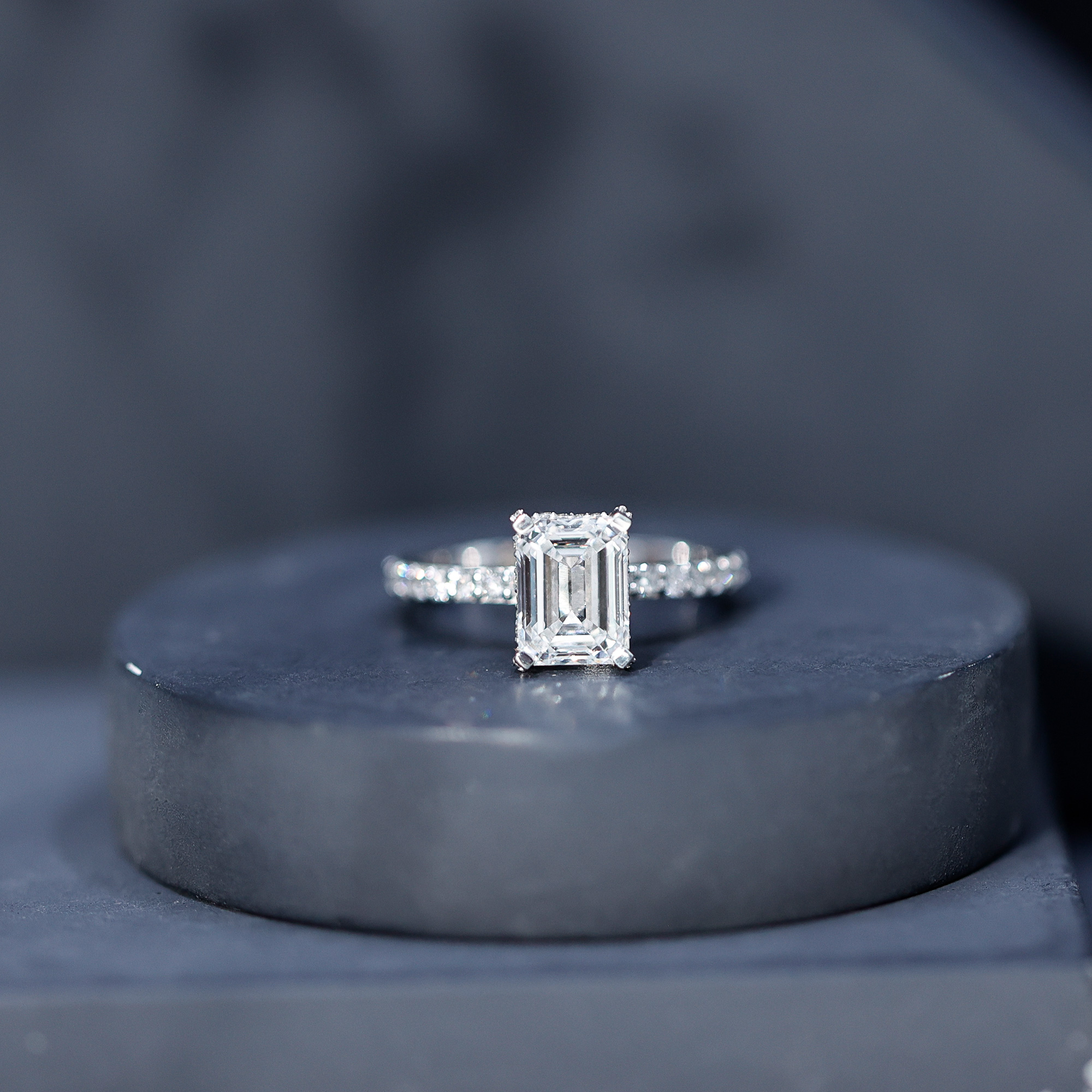 thumbnail video image 2 of Rosec Jewels Certified Lab Grown Diamond Emerald Cut Engagement Ring - 2 Carat - EF-VS Quality Diamond Ring with Hidden Halo, 925 Sterling Silver, US 4.00, 2 of 8
