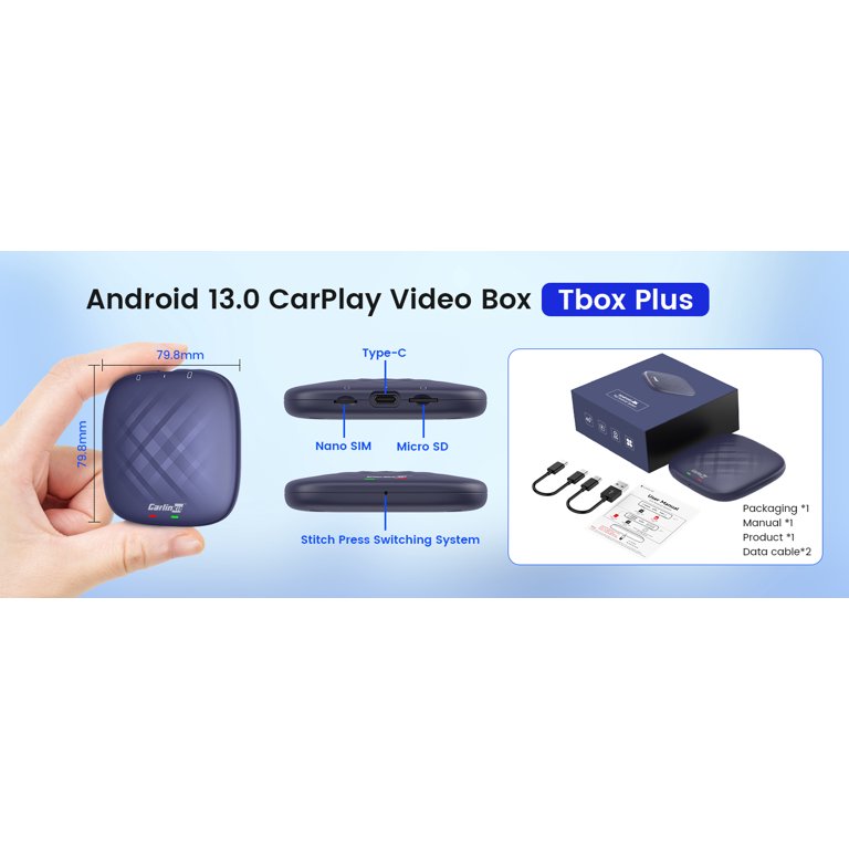 Carlinkit Tbox Plus, Android 13.0 Wireless CarPlay&Android Auto AI 
