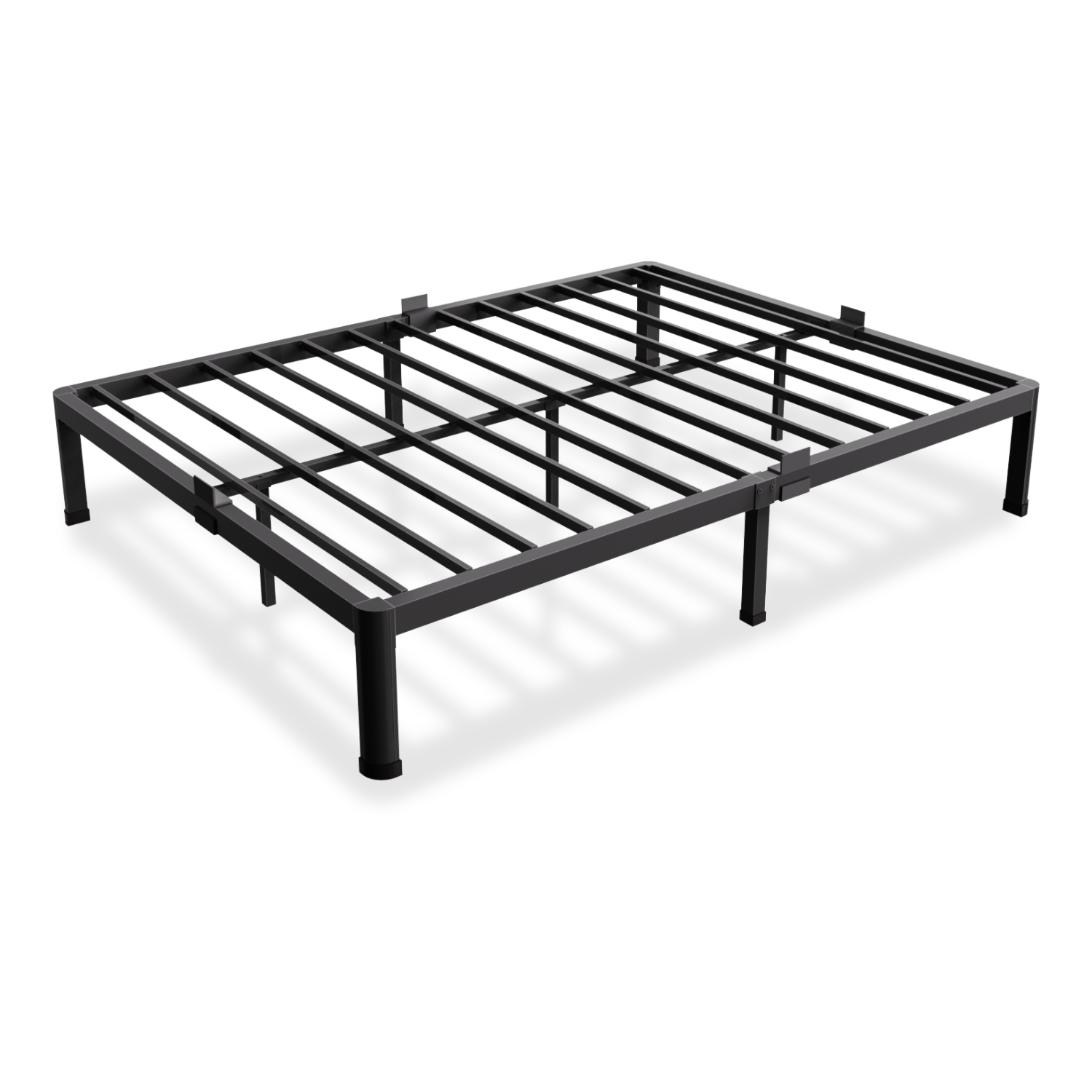 thumbnail video image 2 of Yitong angel full size bed frame with round corner edge legs, 14 inch heavy duty support 3500 lbs metal platform bed frame full, No box spring needed,Black, 2 of 6