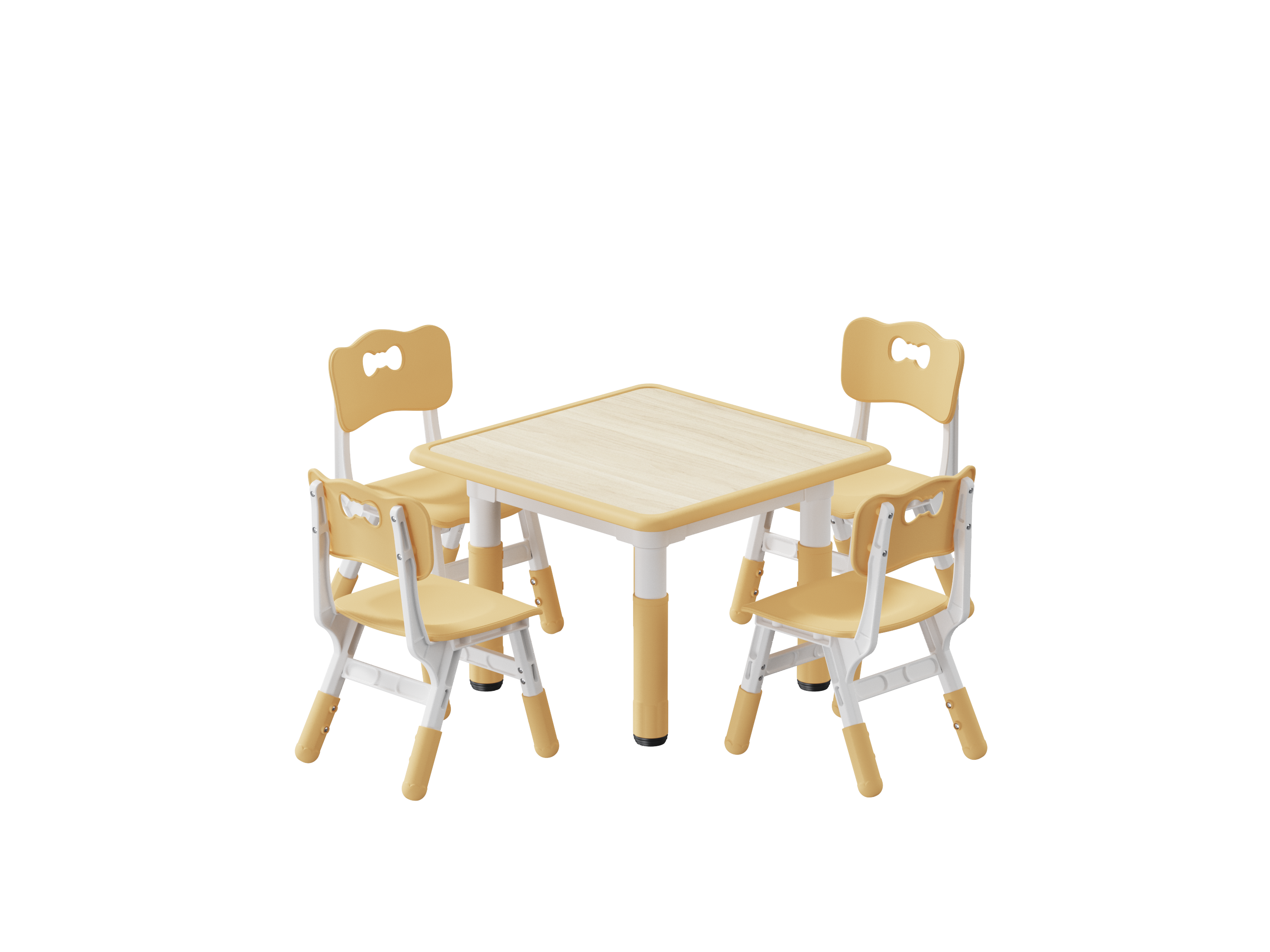 Brelley Kids Table and Chairs Set Beige, Height Adjustable, Suit for Ages 2-10, Wooden Finish, Size: 47.20 x 23.60 x 23.60