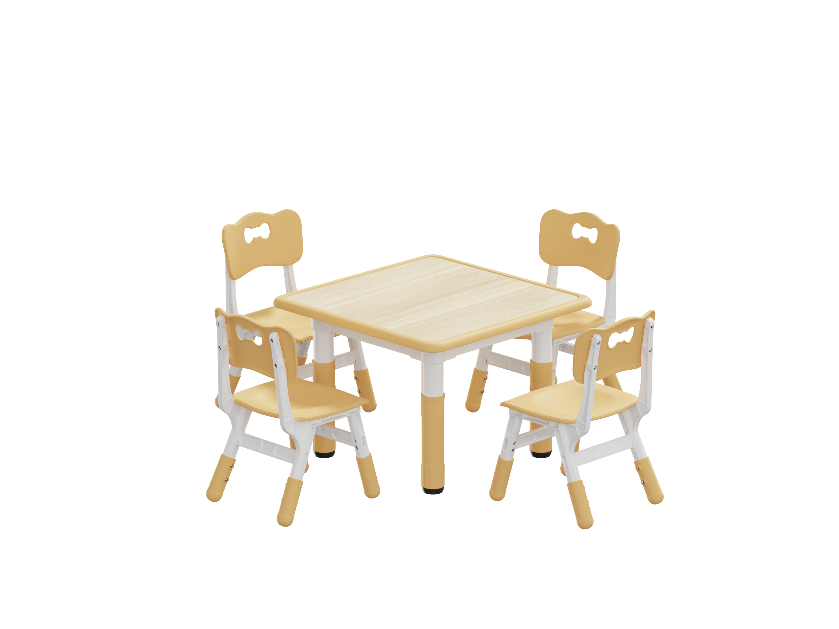 Brelley Kids Table and Chairs Set Beige, Height Adjustable, Suit for Ages 2-10, Wooden Finish, Size: 47.20 x 23.60 x 23.60