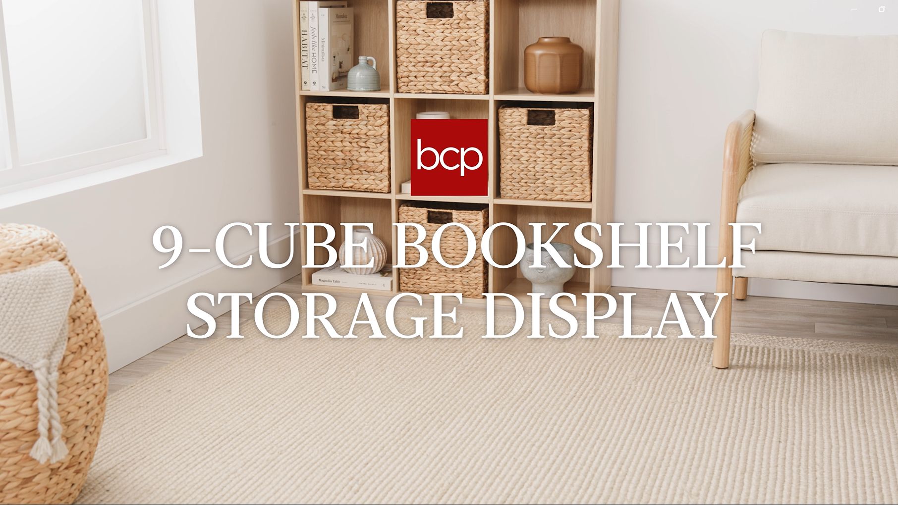 thumbnail video image 2 of Best Choice Products 9-Cube Bookshelf, 13.5in Display Storage System, Organizer w/ Removable Back Panels - Sage, 2 of 9