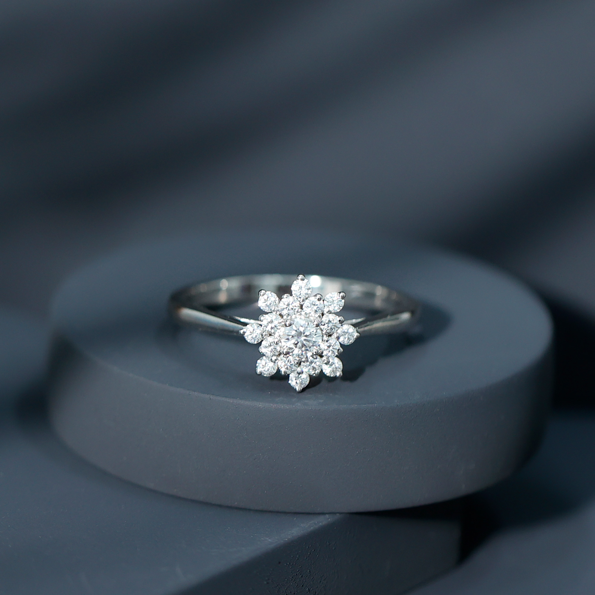 thumbnail video image 2 of Rosec Jewels Lab Grown Diamond Cluster Engagement Ring (EF-VS Quality) - Ready to Gift, 18K White Gold, US 11.50, 2 of 9