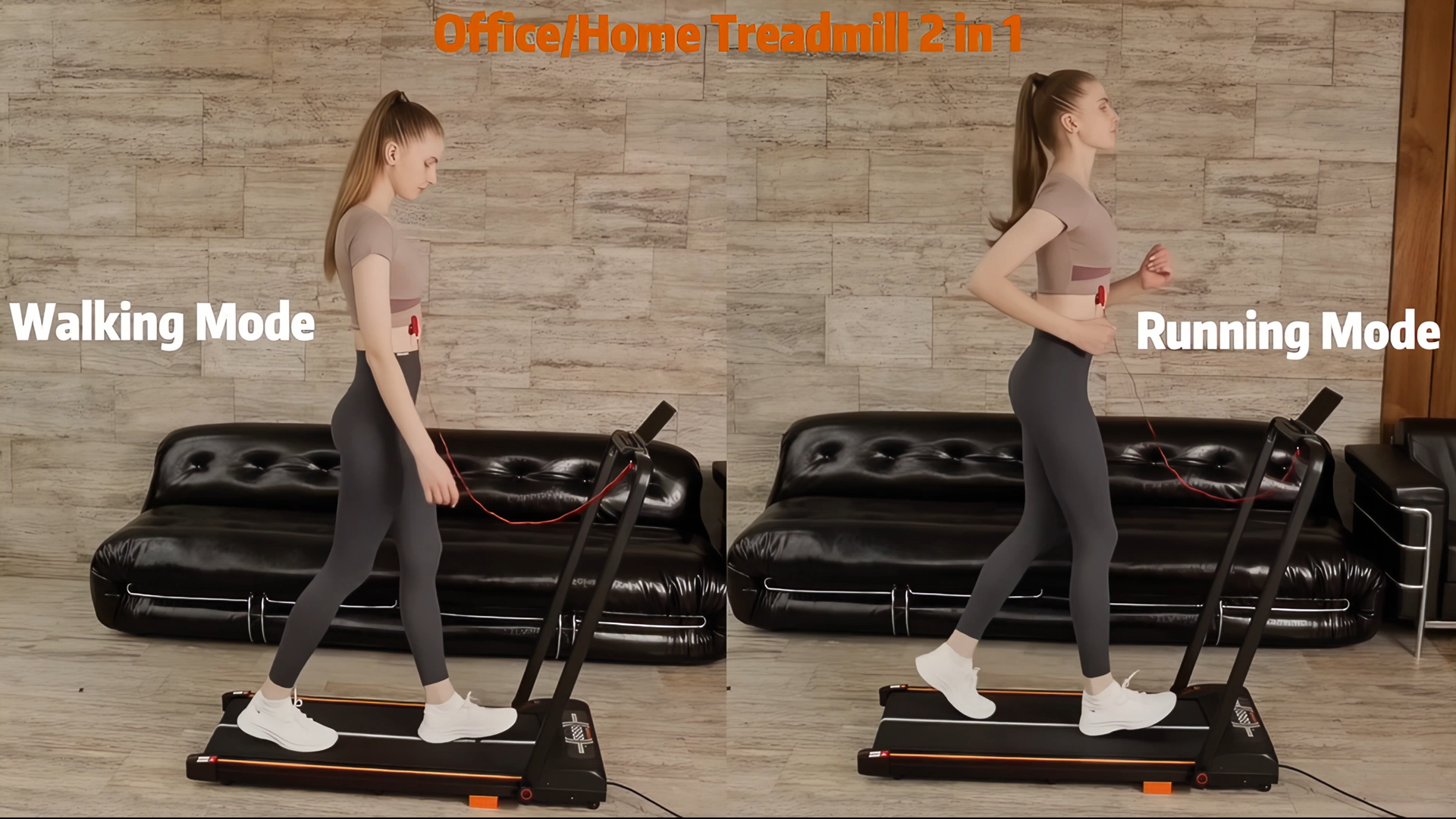 thumbnail video image 2 of BEROCA Foldable Treadmill with Handle, Small Foldable Treadmill for Small Space Home Office, 300 lbs Under Desks Walk Pad with Incline, 2 of 8