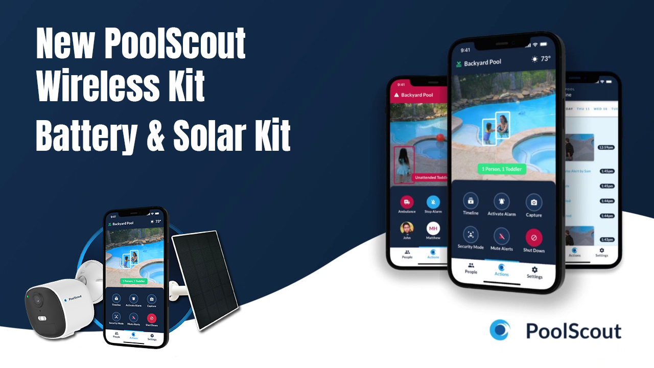 thumbnail video image 2 of PoolScout Wireless Camera Battery & Solar Kit - Pool Security Alarm System for Preventing Drowning of Toddlers & Pets in Your Swimming Pool (3 Months Premium Subscription Included), 2 of 9