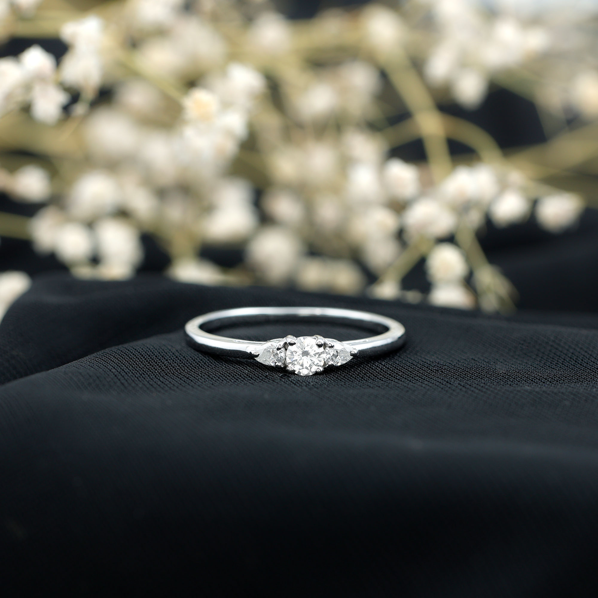 thumbnail video image 2 of Rosec Jewels Certified Moissanite 3 Stone Promise Ring - D-VS1 Quality - Ready to Gift for Anniversary, 14K White Gold, US 6.50, 2 of 7