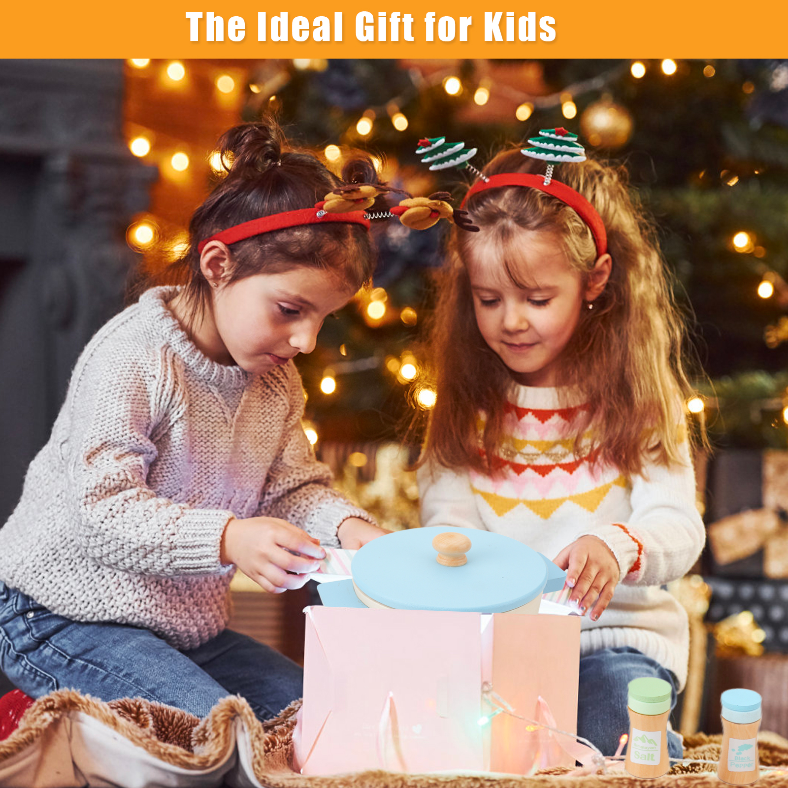 thumbnail video image 2 of Educational Play Food Sets for Kids Kitchen, Wooden Cookware Pots and Dining Set, Play Kitchen Accessories, Montessori Pretend Play Toys, Sensory Toys for Toddlers 1-3,, 2 of 8