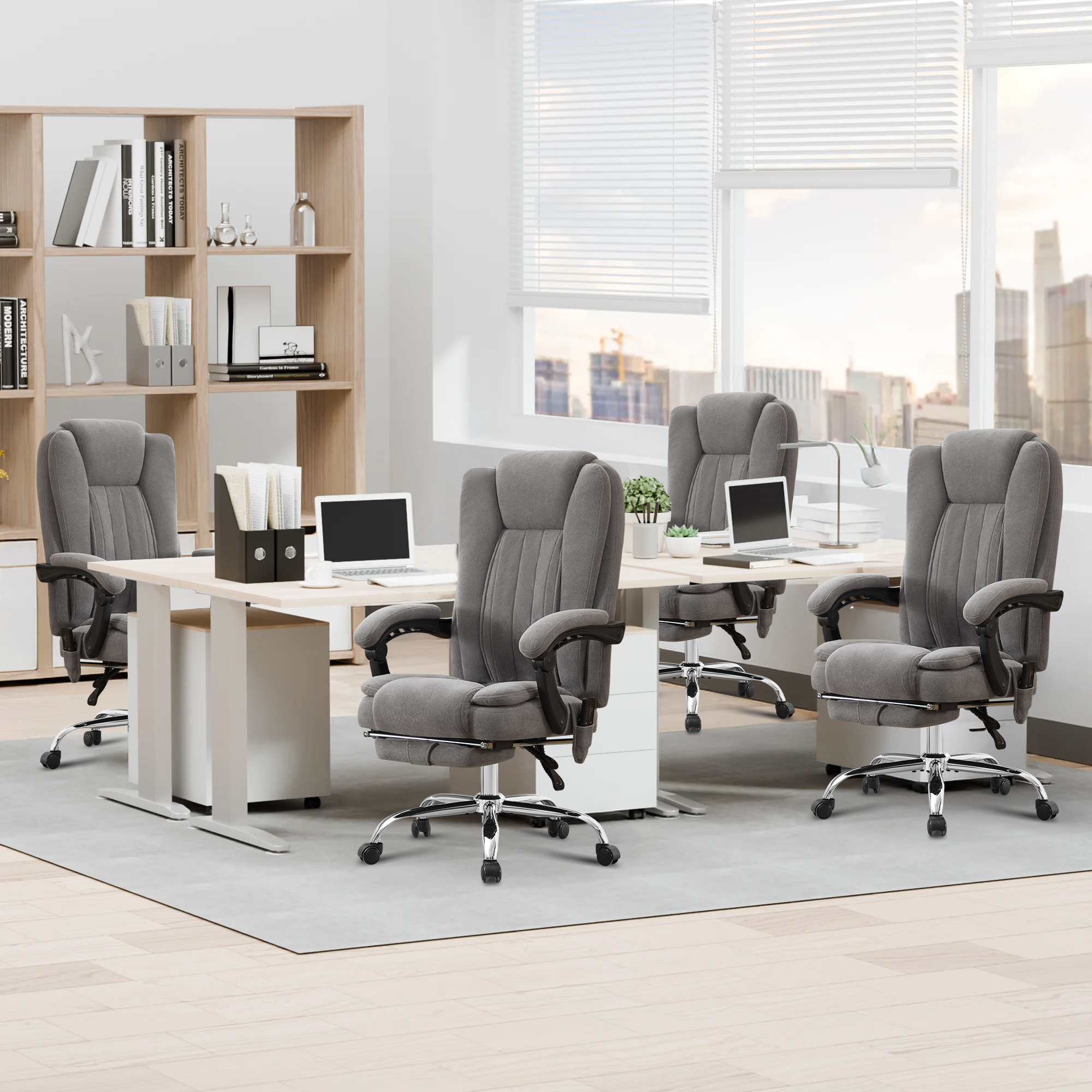 thumbnail video image 2 of JONPONY Big and Tall Office Chair 500LBS Executive Office Chair Massage and Footrest Ergonomic Computer Desk Chair Reclining High Back Leather Office Chair Lumbar Back Support Swivel Rolling,Grey, 2 of 17