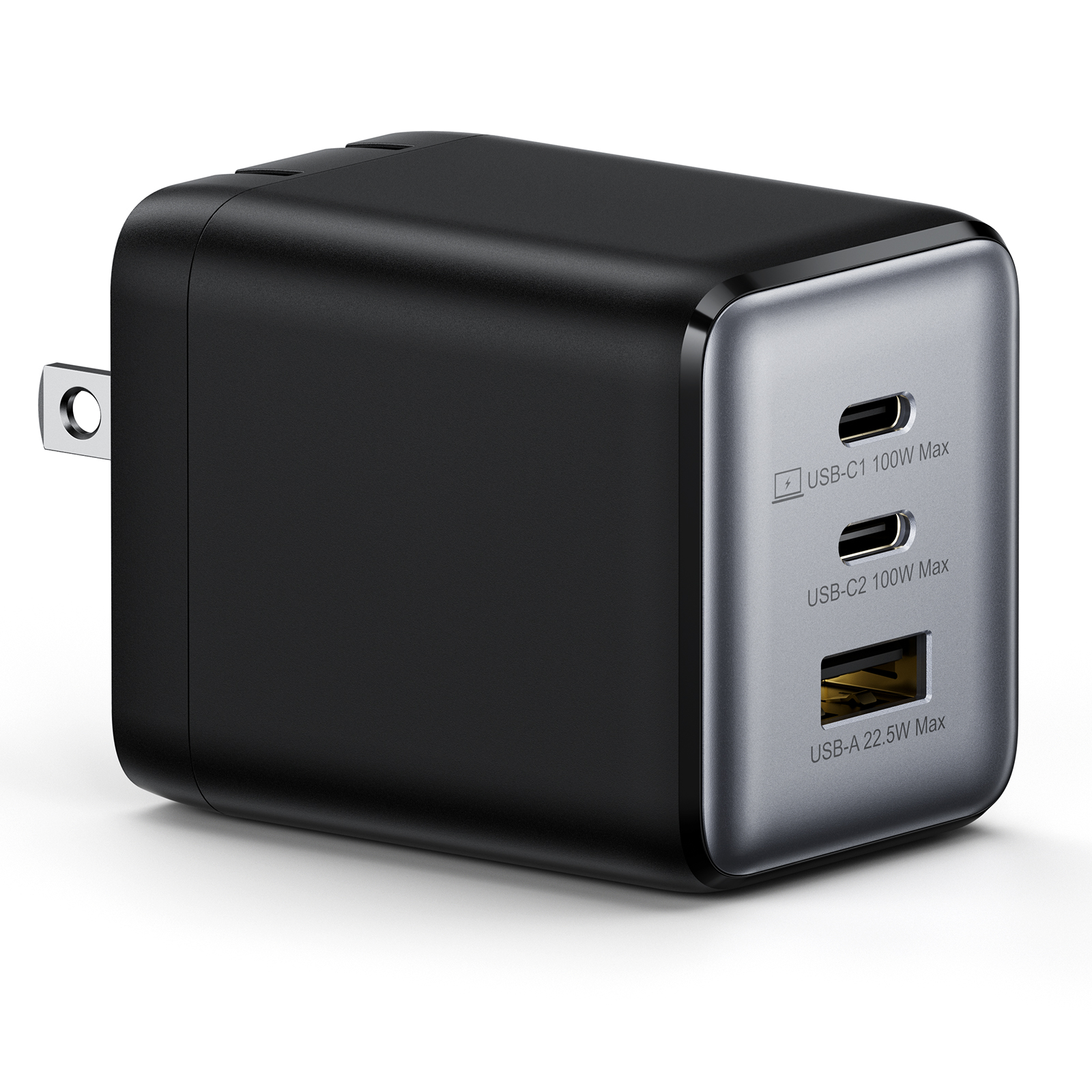 thumbnail video image 2 of wegear 100W USB C Charger 3-Port GaN Adapter Fast Wall Charger Foldable and Compact for MacBook,Laptops,iPad,iPhone Series,Samsung and More, 2 of 11