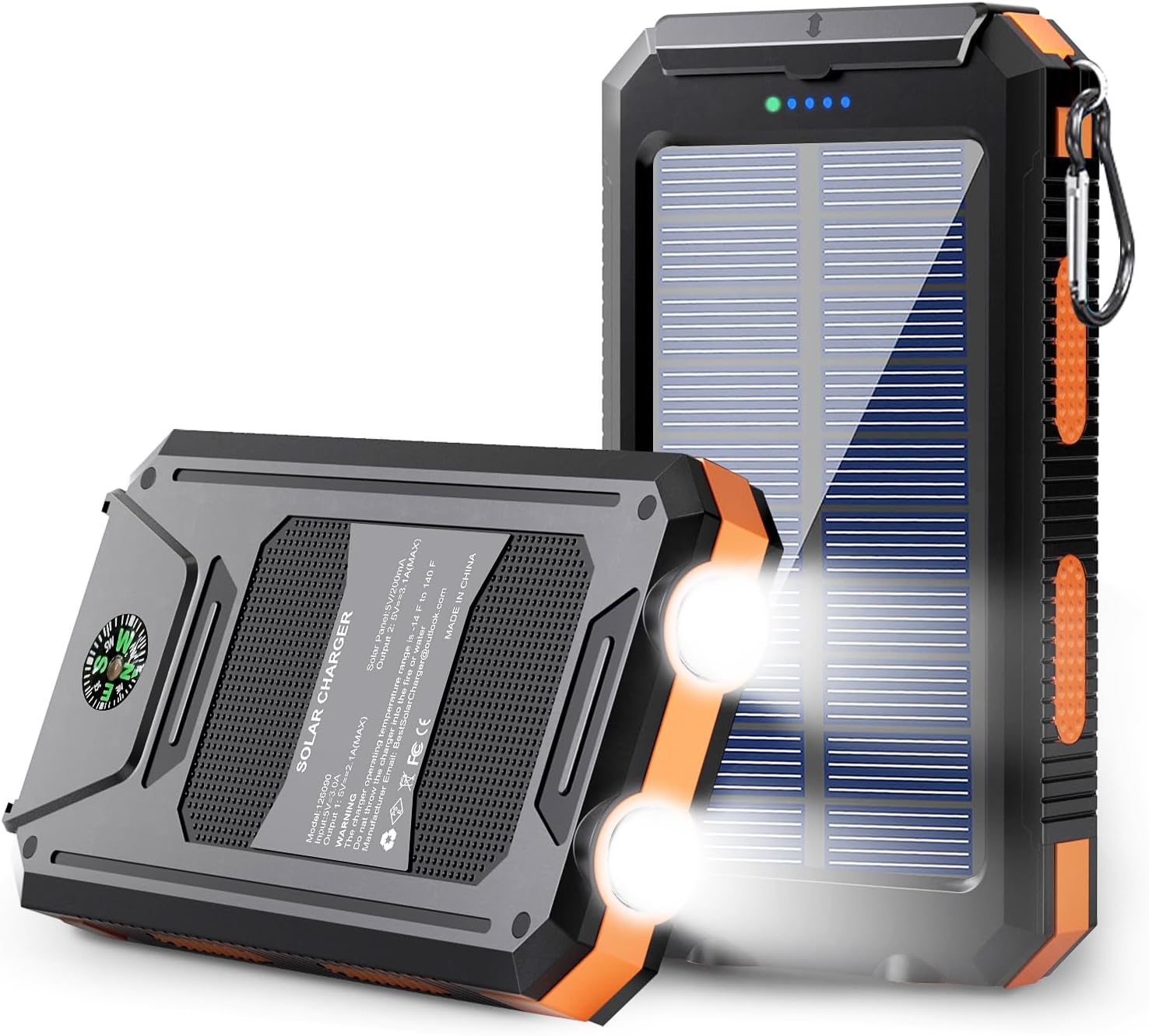 thumbnail video image 2 of Solar Charger, 36800mAh Solar Power Bank, Waterproof External Backup Battery Power Pack with USB C Input/Output/LED Flashlights Compatible with iPhone, Samsung, iPad, Suitable for Outdoor, Camping, 2 of 9