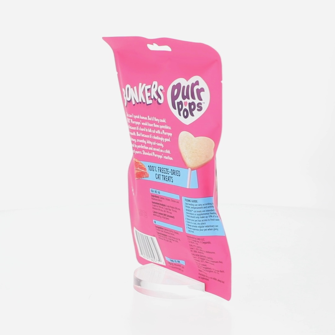 12 pack) BONKERS Purrpops, Freeze Dried Salmon Flavored Lollipop