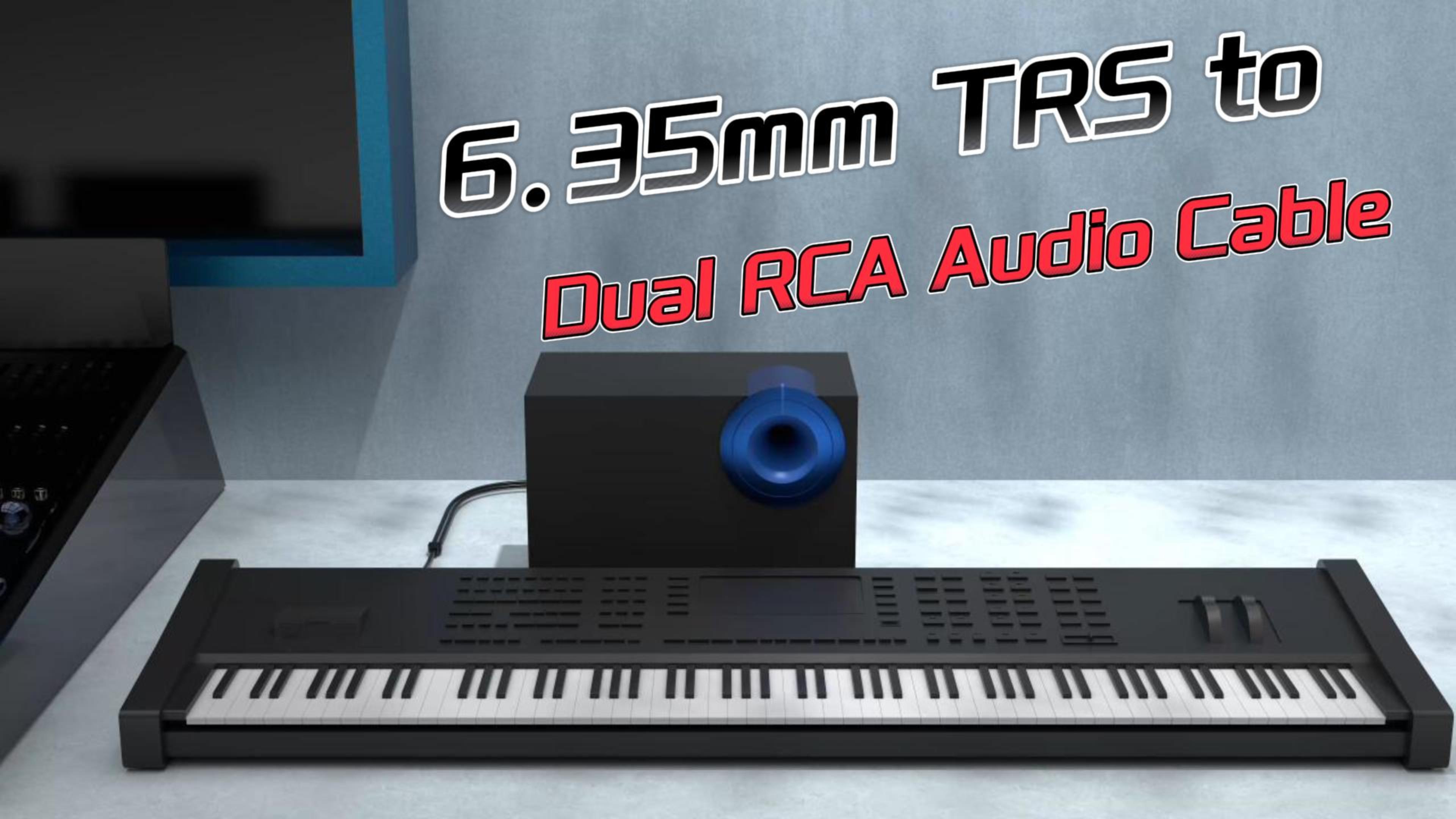 thumbnail video image 2 of J&D 6ft 6.35mm TRS to 2 RCA Male Audio Cable, 2 of 7