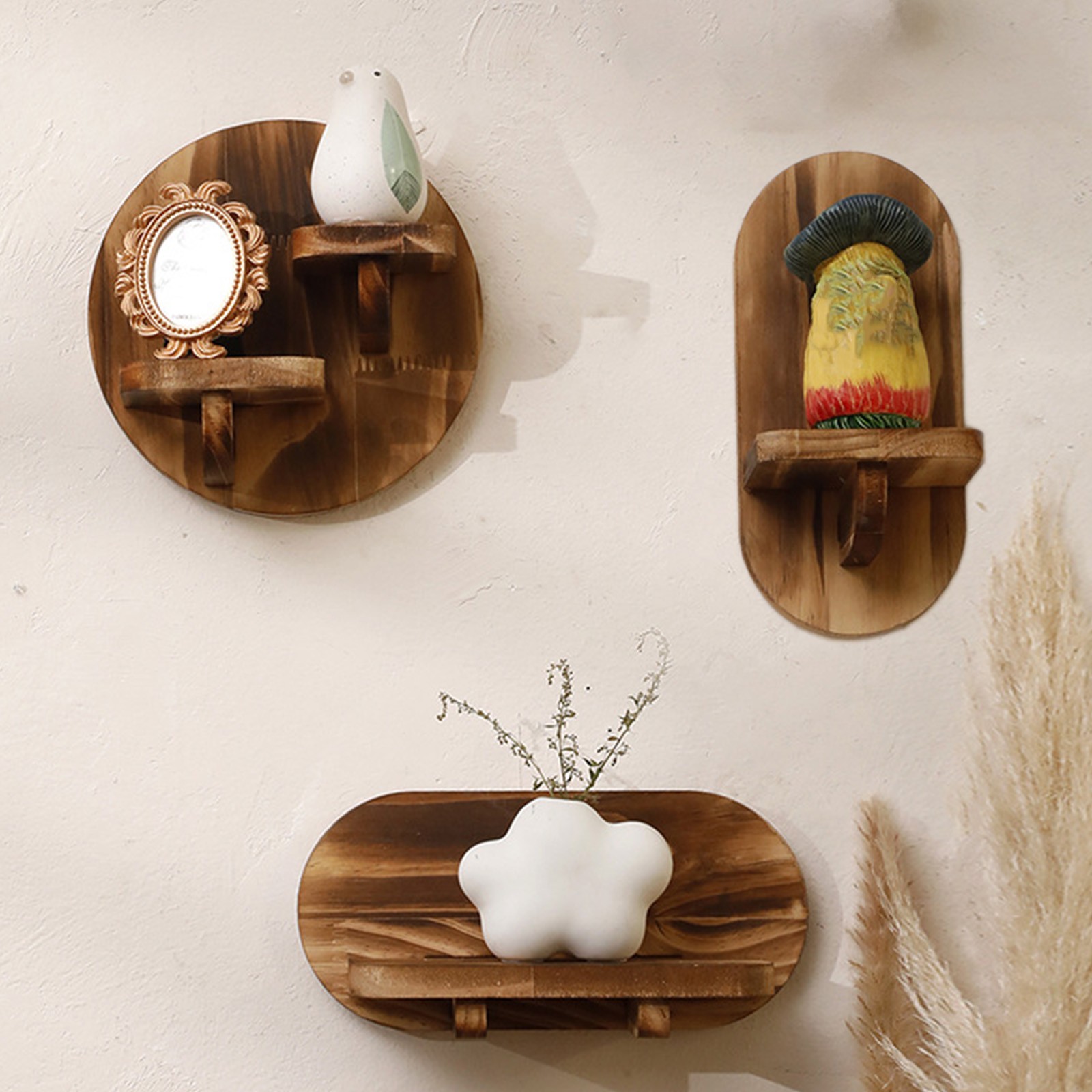 thumbnail video image 2 of Wall Mounted Plant Holder with Floating Shelves, Home Decor Wall Mounted Display Organizing Shelf, Mid Century Modern Decorative Storage Plant Photo Display Home Decor, 2 of 7
