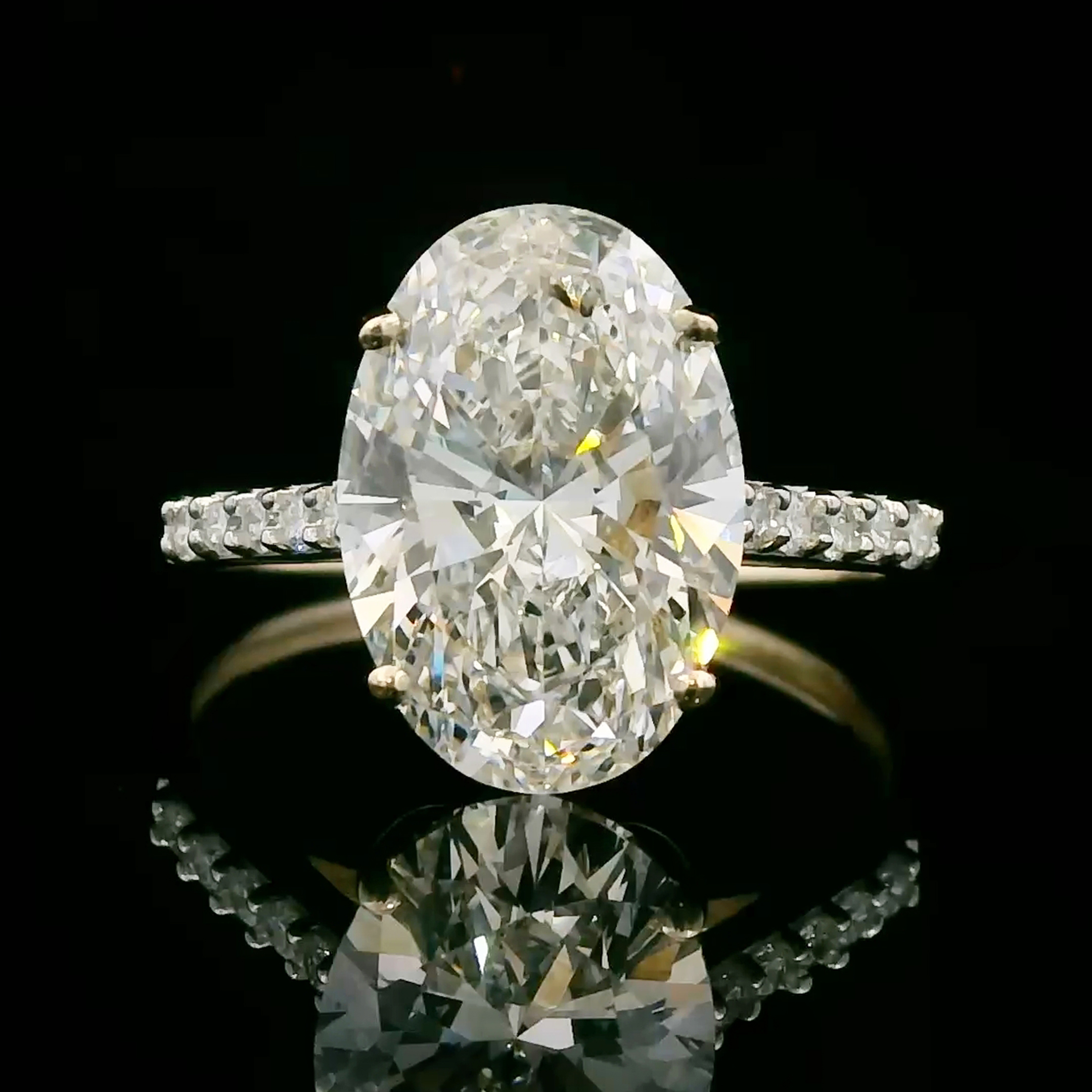 thumbnail video image 2 of Gem Stone King 10K Yellow Gold Blue Sapphire and White Diamond Engagement Ring for Women | 3.12 Cttw | Oval 10X8MM | Gemstone September Birthstone | Size 8, 2 of 7