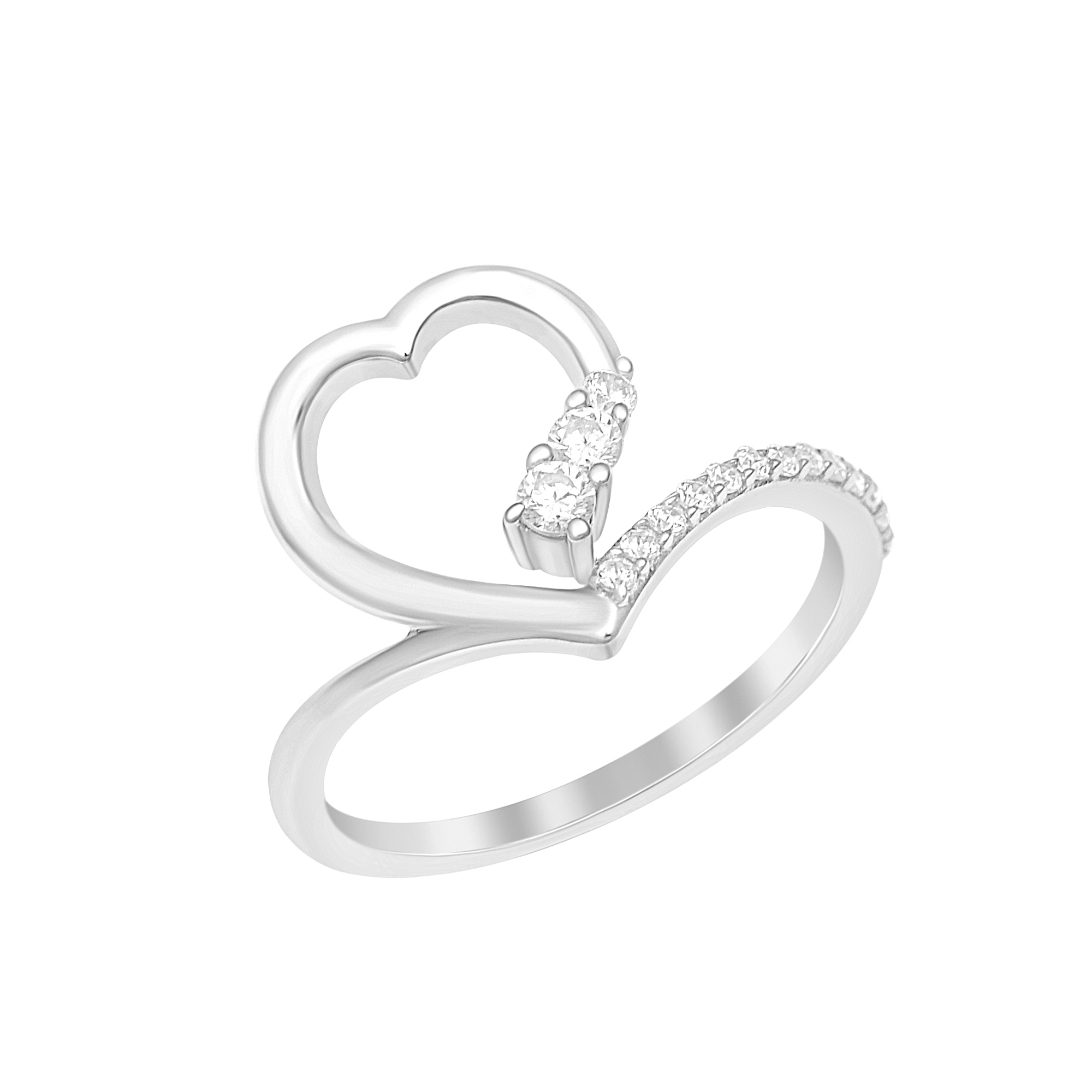thumbnail video image 2 of 0.35 Ct Round Shape White Cubic Zircon Heart Design Women Promise Ring 925 Sterling Silver, 2 of 7