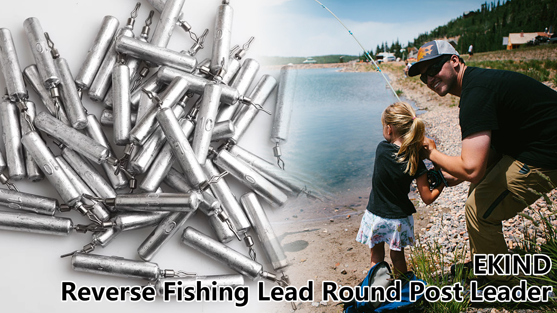 thumbnail video image 2 of EKIND 30Pcs Lead Drop Shot Weights Pencil Shaped Bass Fishing Lead Sinker for Saltwater Freshwater Fishing, 2 of 7