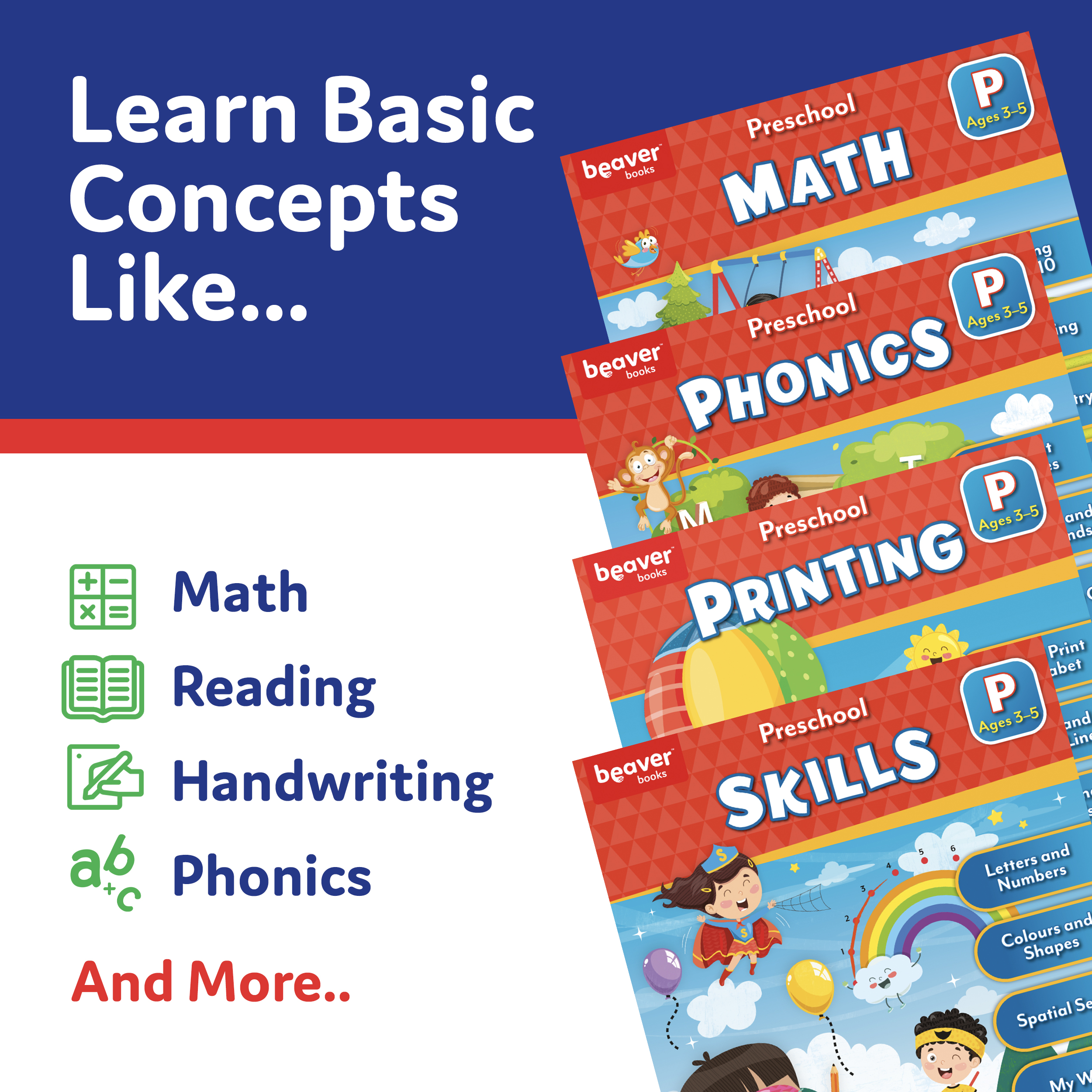 thumbnail video image 2 of Preschool Workbooks Bundle: Math, Printing, Phonics & Skills, 2 of 11