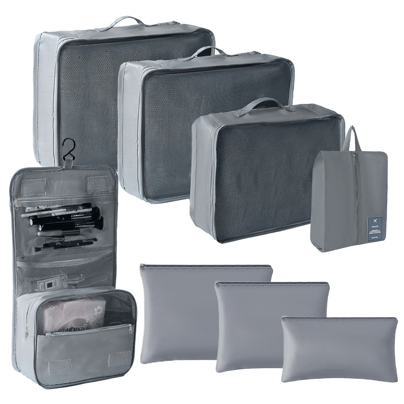 thumbnail video image 2 of Lockways 8 Pcs Packing Cubes for Travel Luggage Organizer Set for Toiletry Clothes Shoes Suitcase Organizer Bags for Trip, 2 of 8