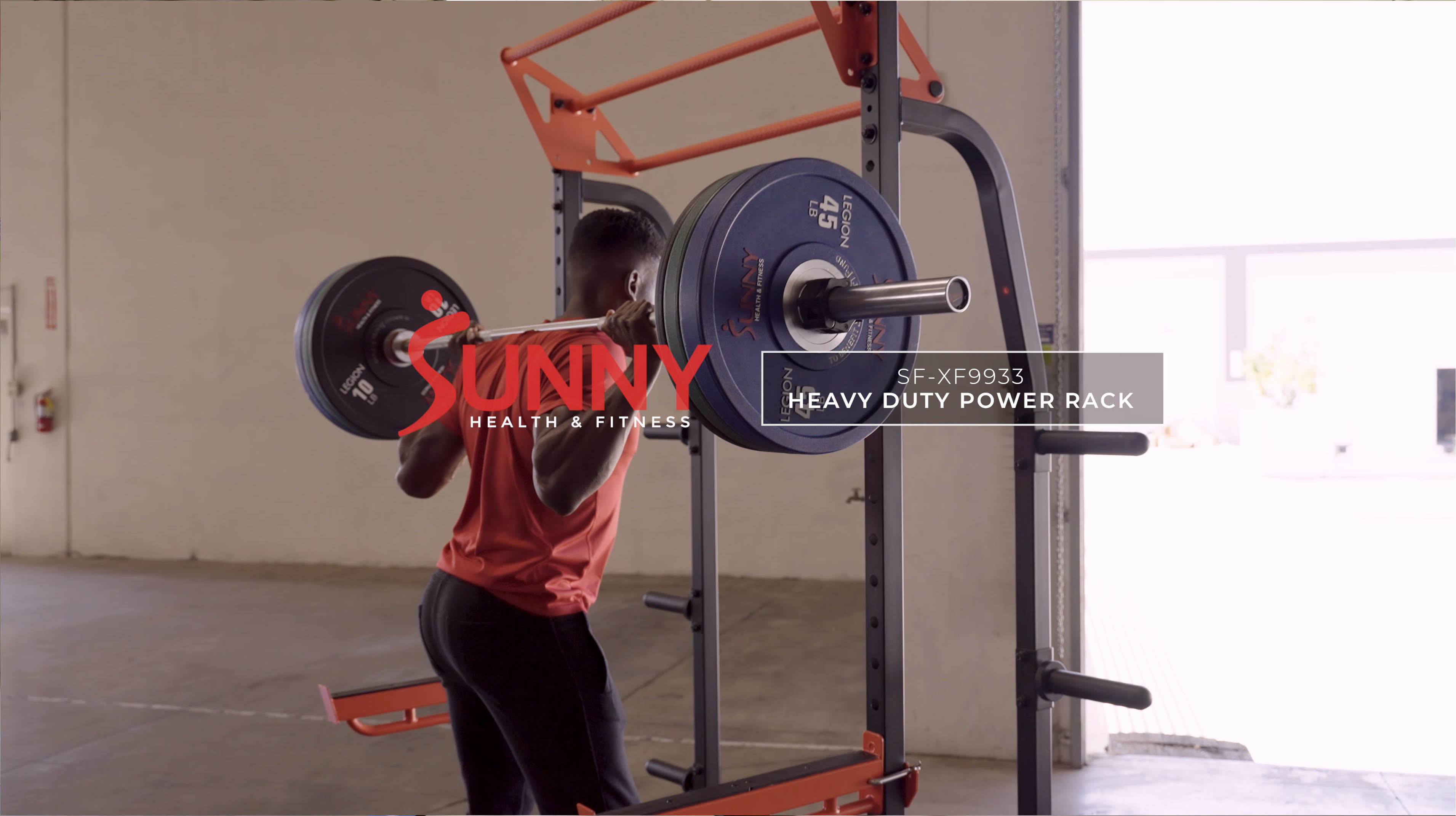 thumbnail video image 2 of Sunny Health & Fitness Power Zone Half Rack Heavy Duty Performance Power Cage w/ 1000 lb Weight Capacity, Home Workout, SF-XF9933, 2 of 12