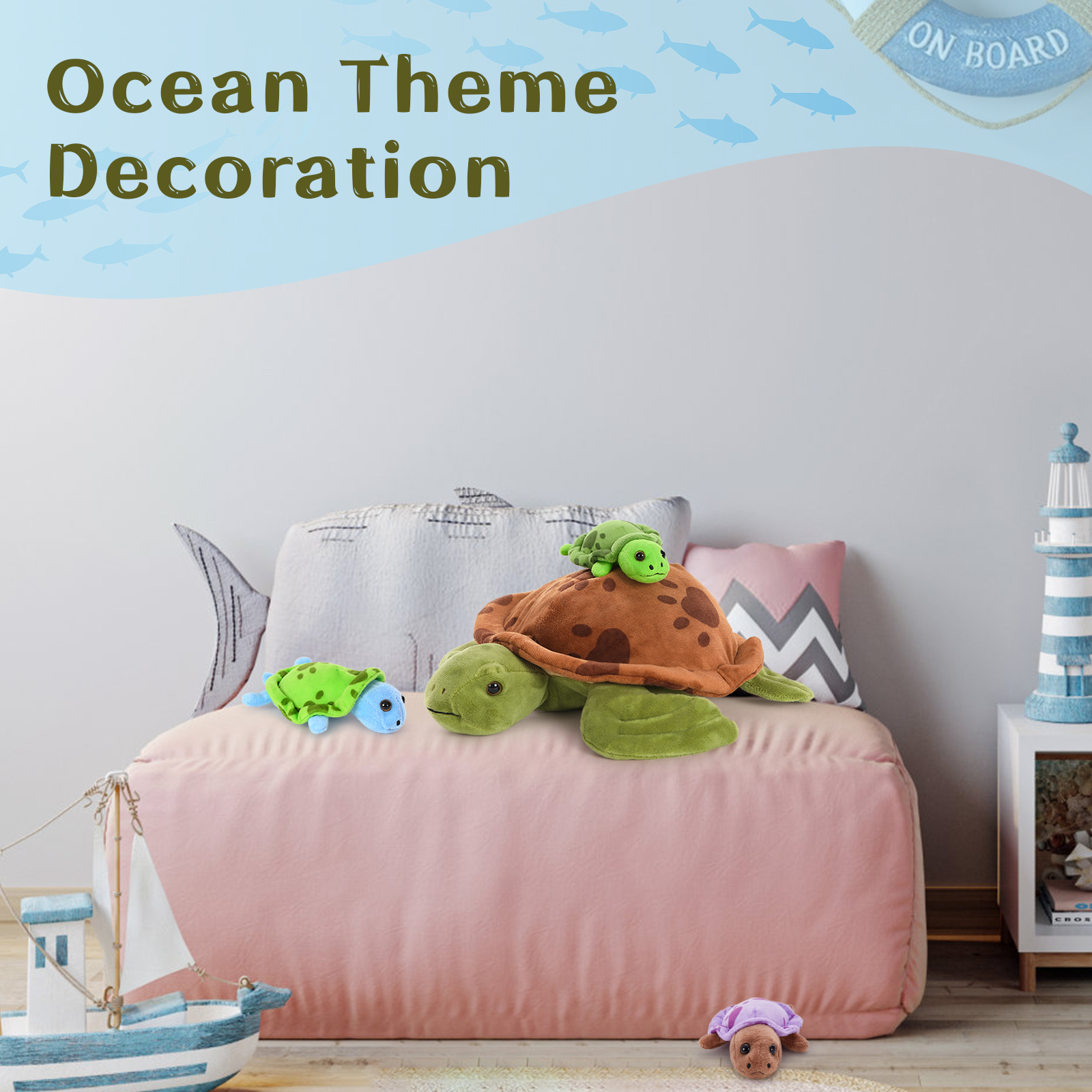 thumbnail video image 2 of MorisMos Sea Turtle Stuffed Animal Plush Turtle with 3 Babies, 2 of 9
