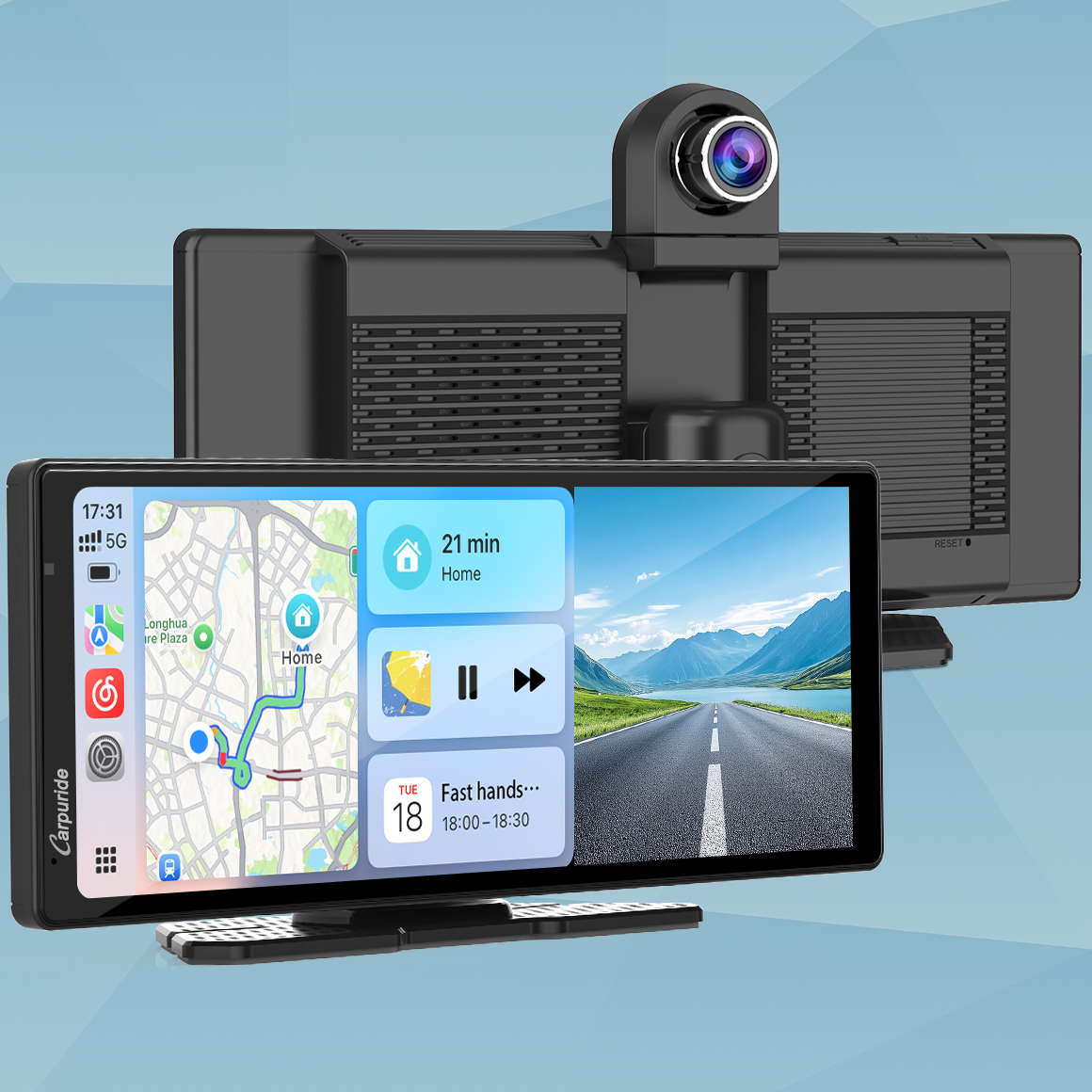 thumbnail video image 2 of Carpuride Wireless Carplay Android Auto with 4K Front Dash Cam  1080P Rear Cam,10.26" HD IPS Touch, 2 of 12