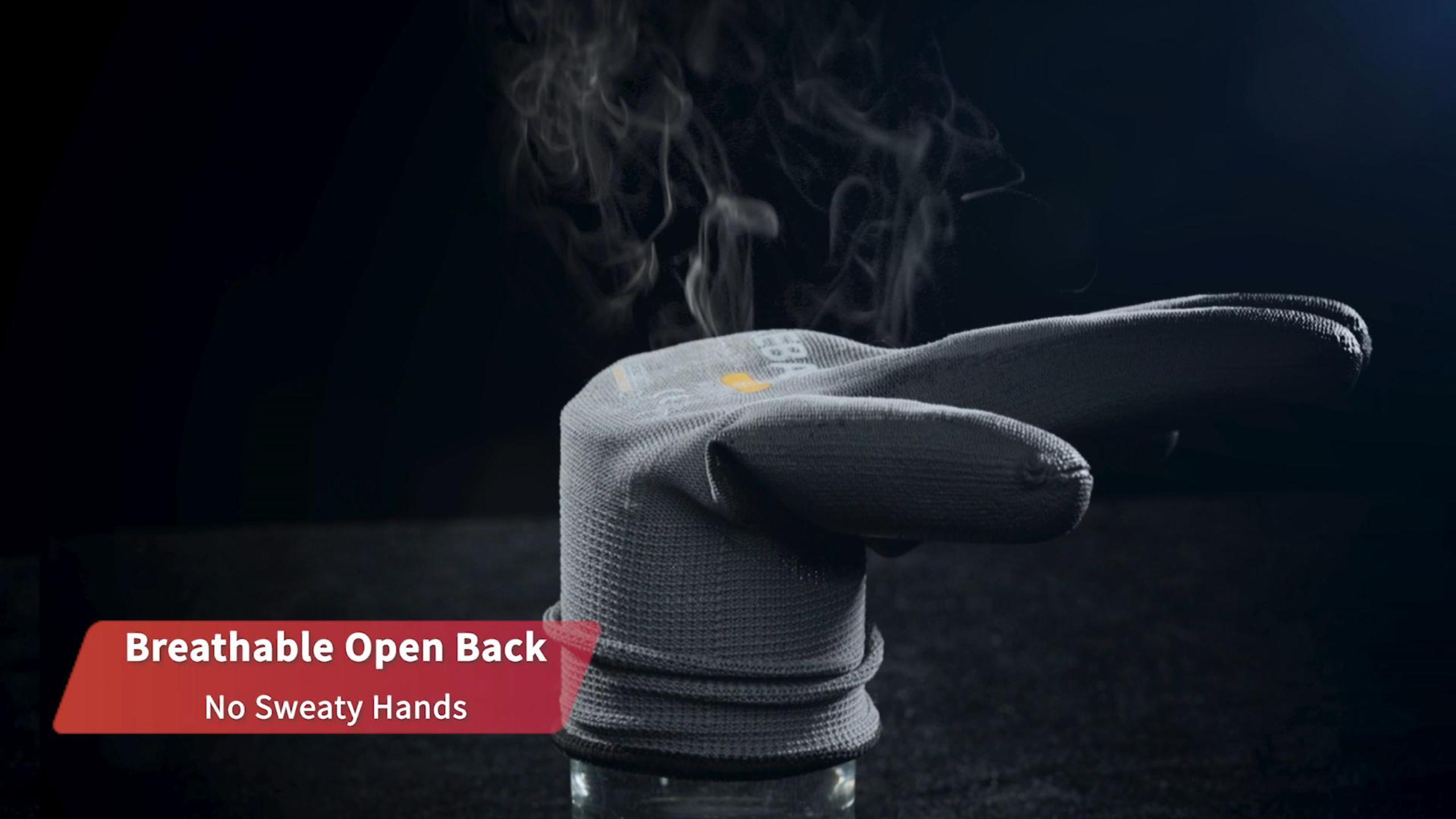 thumbnail video image 2 of Work Gloves for Men and Women, 12 Pairs PU-Coated Gloves for Work, X-Small, Pink, 2 of 8