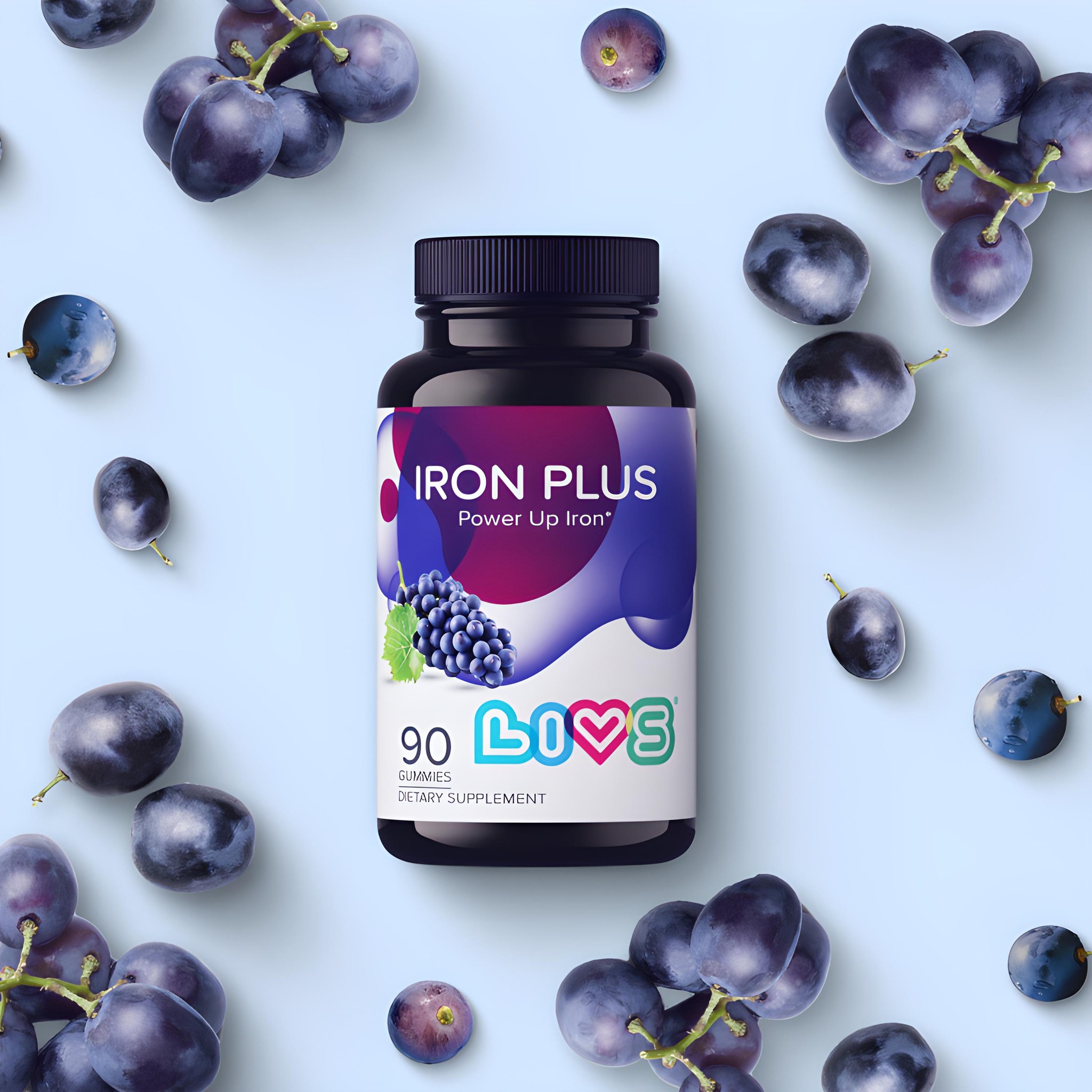 thumbnail video image 2 of LIVS Iron Plus Gummies - Iron Gummies with Vitamin C, B12, Folate, Zinc & Biotin - Energy, Immune & Blood Support - Grape Flavor - Pack of 2 - 180 Count with 90 Servings, 2 of 8