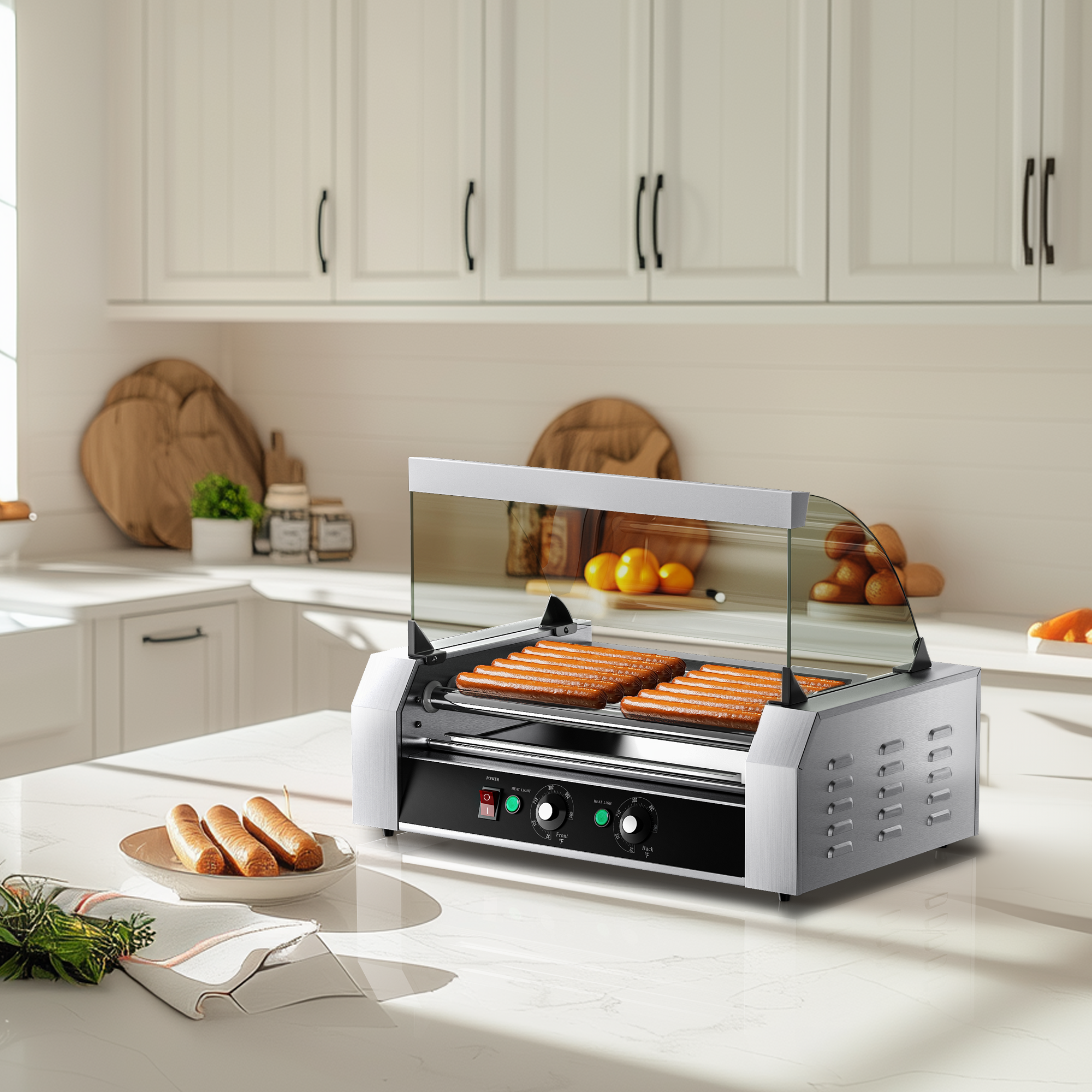thumbnail video image 2 of Commercial-Grade 7-Roller Hot Dog Grill 18-Capacity, Smart Dual-Zone Control & Auto-Reheat | 900W Power, PFOA/PFAS-Free, Effortless Cleanup for Home Kitchens & Food Trucks, 2 of 7