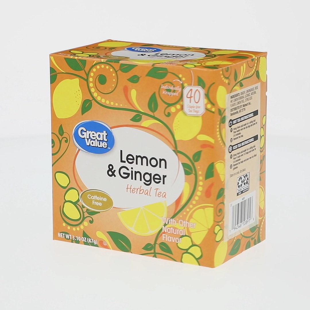 Great Value Lemon Ginger Herbal Tea 40 Ct Hot and Iced Tea Great Value Lemon Ginger Herbal Tea 40 Ct Hot and Iced Tea