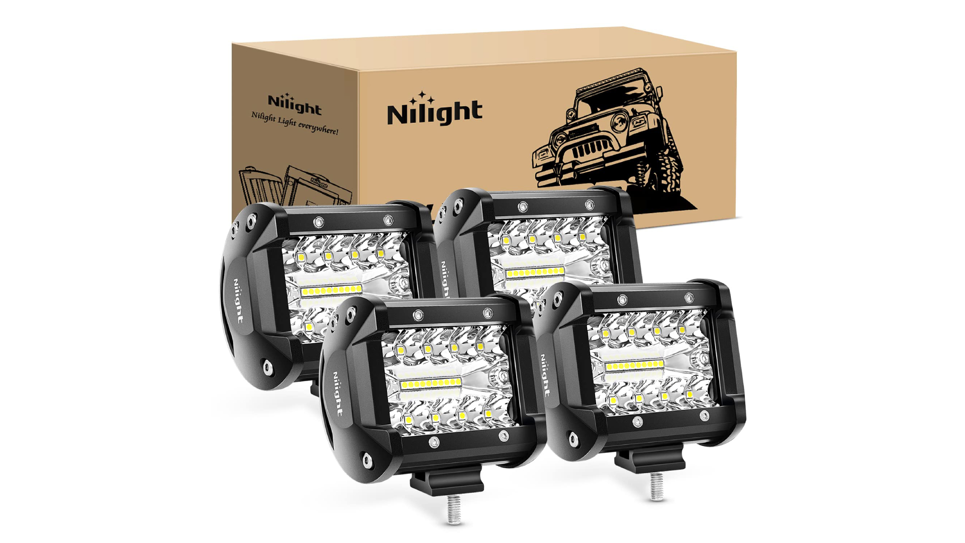 thumbnail video image 2 of Nilight 4Pcs LED Pods 4inch 60W Triple RoW Flood Spot Combo 6000LM Light Bar Driving Fog Lights off Road Lighting for Trucks Pickup Golf Cart SUV ATV UTV 4x4 Van Camper Boat, 2 of 8