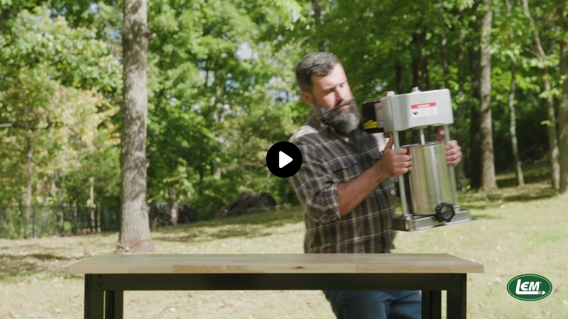 thumbnail video image 2 of LEM BigBite 10 lb Vertical Motorized Stainless Steel Sausage Stuffer, 2 of 9