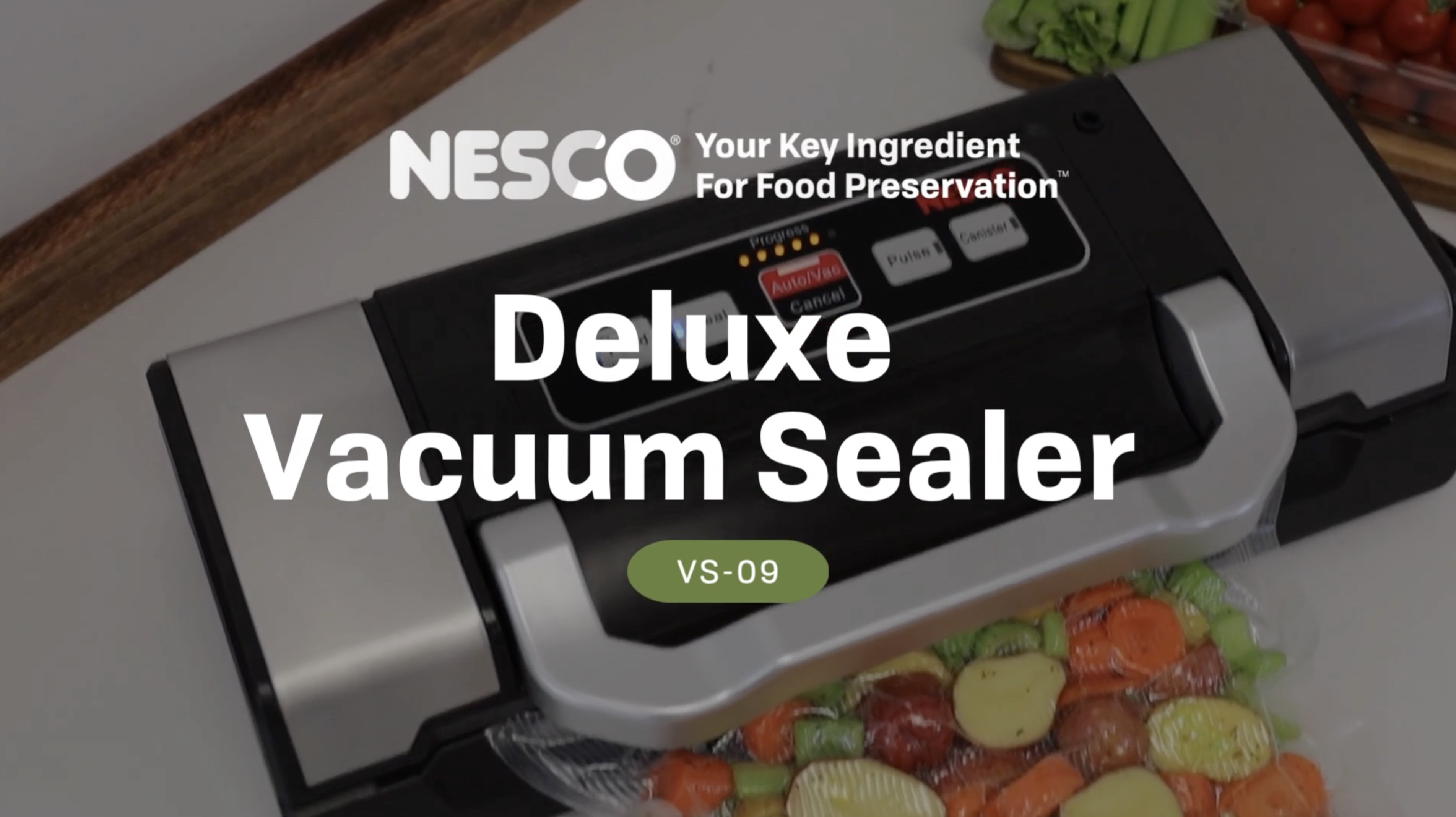 thumbnail video image 2 of NESCO Compact Vacuum Sealer Machine - Powerful Food Sealing With Moist and Pulse Modes, Accessory Port, Includes 10 Pre-Cut Bags, VS-09, 2 of 13