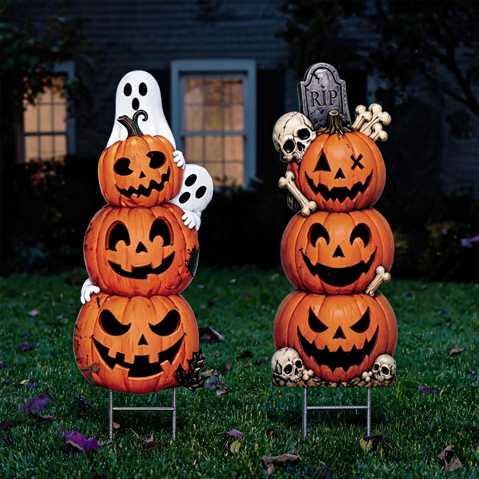 thumbnail video image 2 of AGCAN 2 Pcs Halloween Yard Signs, Scary Pumpkin Yard Signs with Stakes, Halloween Decor for Outdoor, Lawn, Garden, Home, Party Decor, 2 of 8