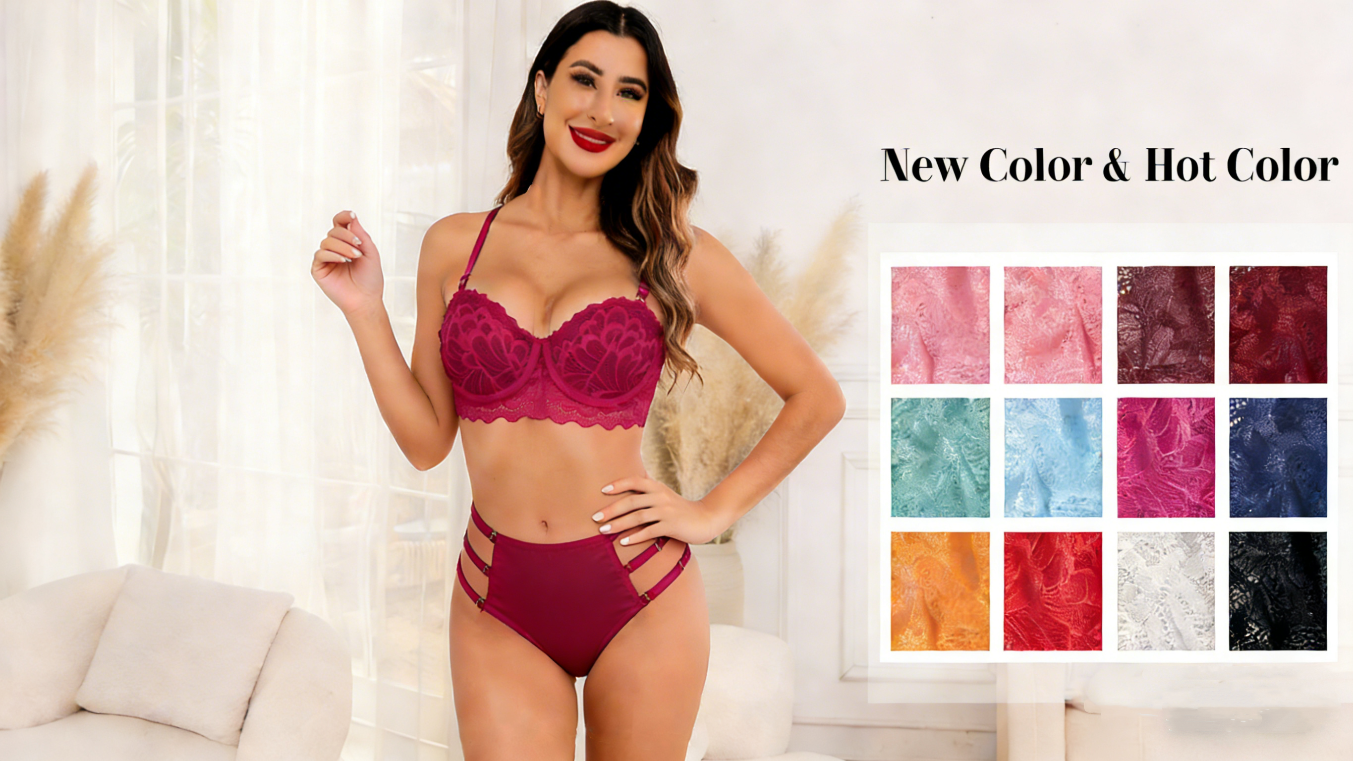 thumbnail video image 2 of Lingerie Sets for Women,Sports Bra Breathable Sweat Absorbing Activewear Adjustable Support Bra for Workout Comfort,Lingerie Set,Z02 Black,S, 2 of 3