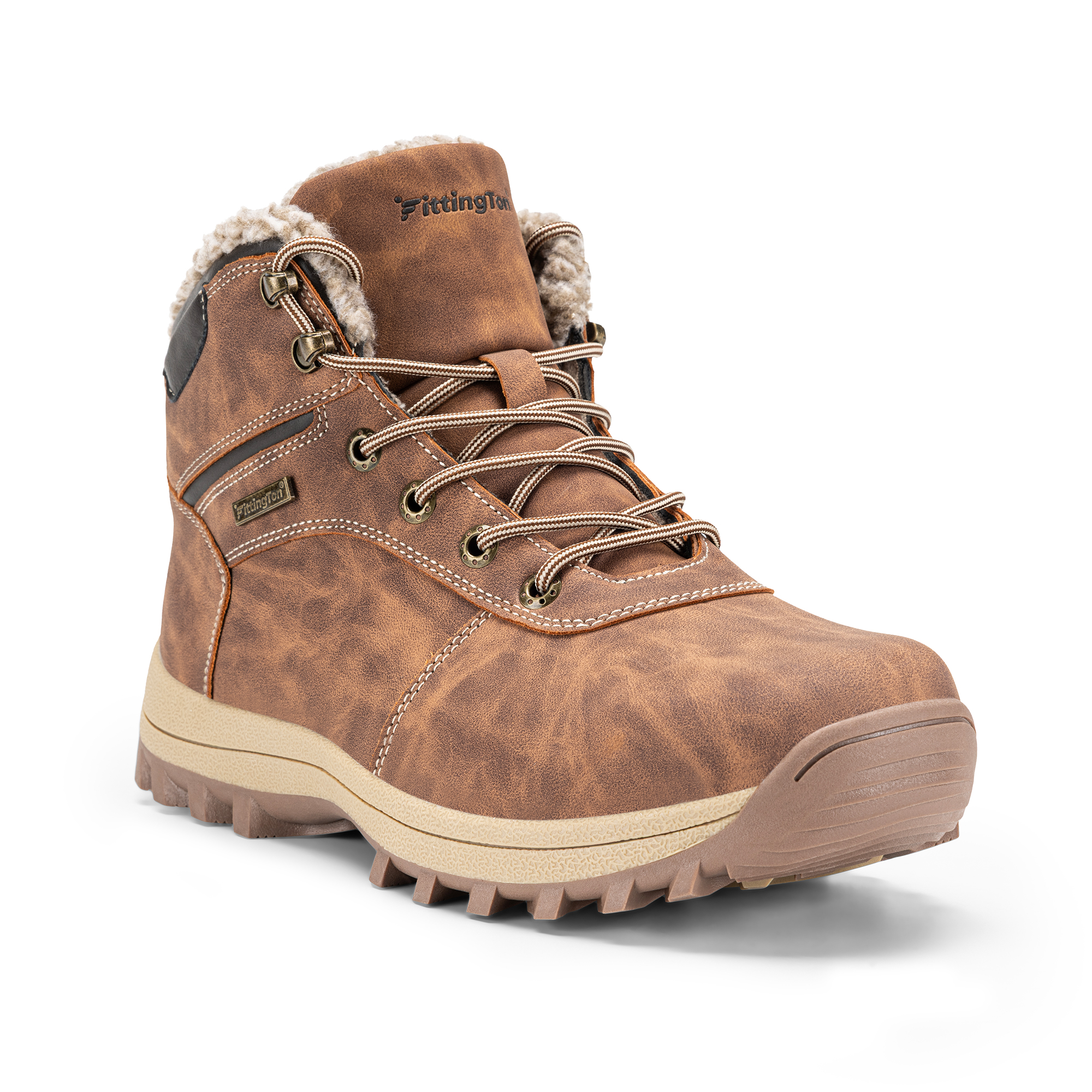 thumbnail video image 2 of Fittington Mens Wide Snow Boots Slip-Resistant Winter Boots Warm Shoes for Outdoor Hiking (Brown,13 Wide), 2 of 12