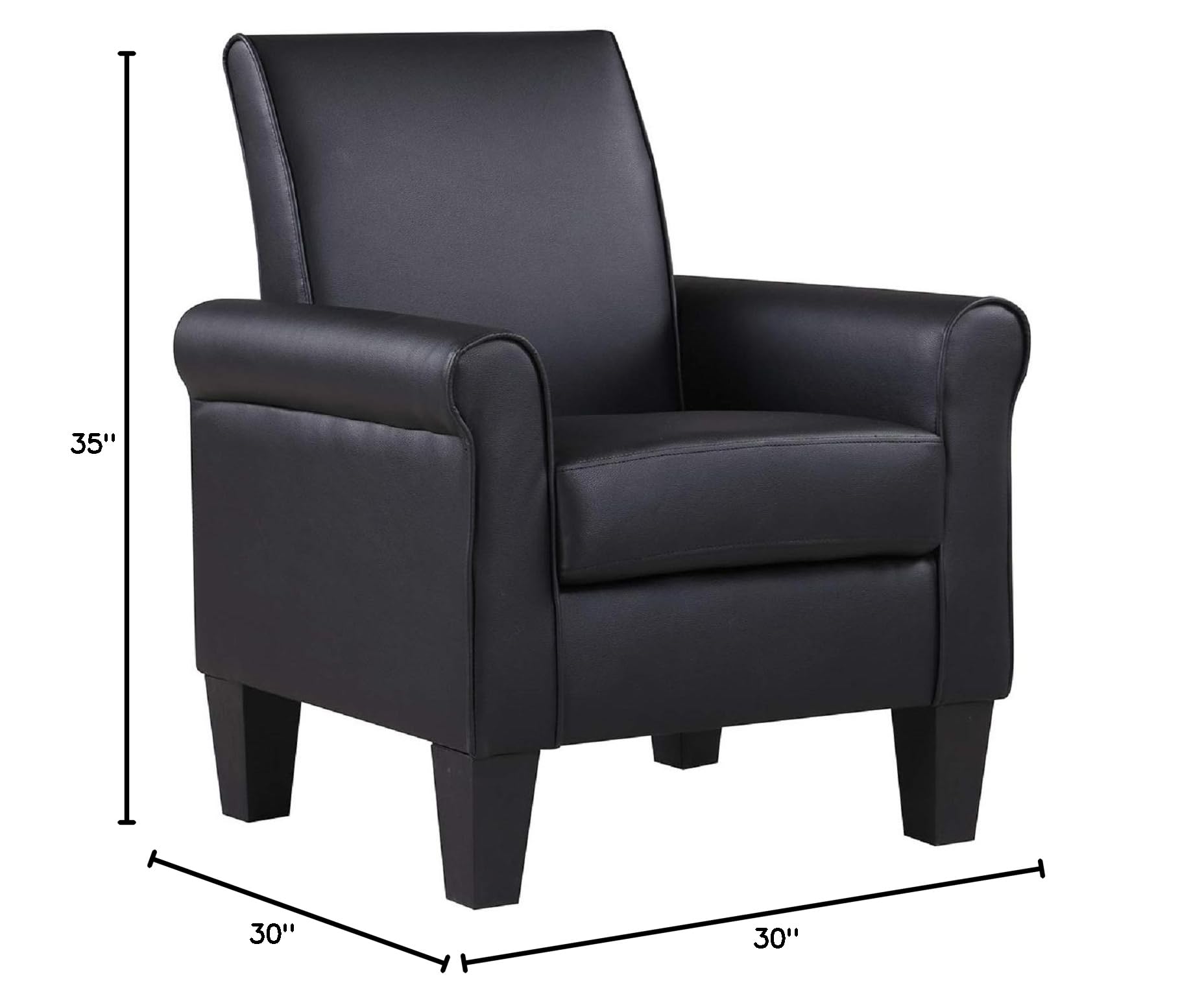 thumbnail video image 2 of Modern PU Leather Arm Accent Sofa Seat Club Chair Living Room Home Furniture Black, 2 of 11