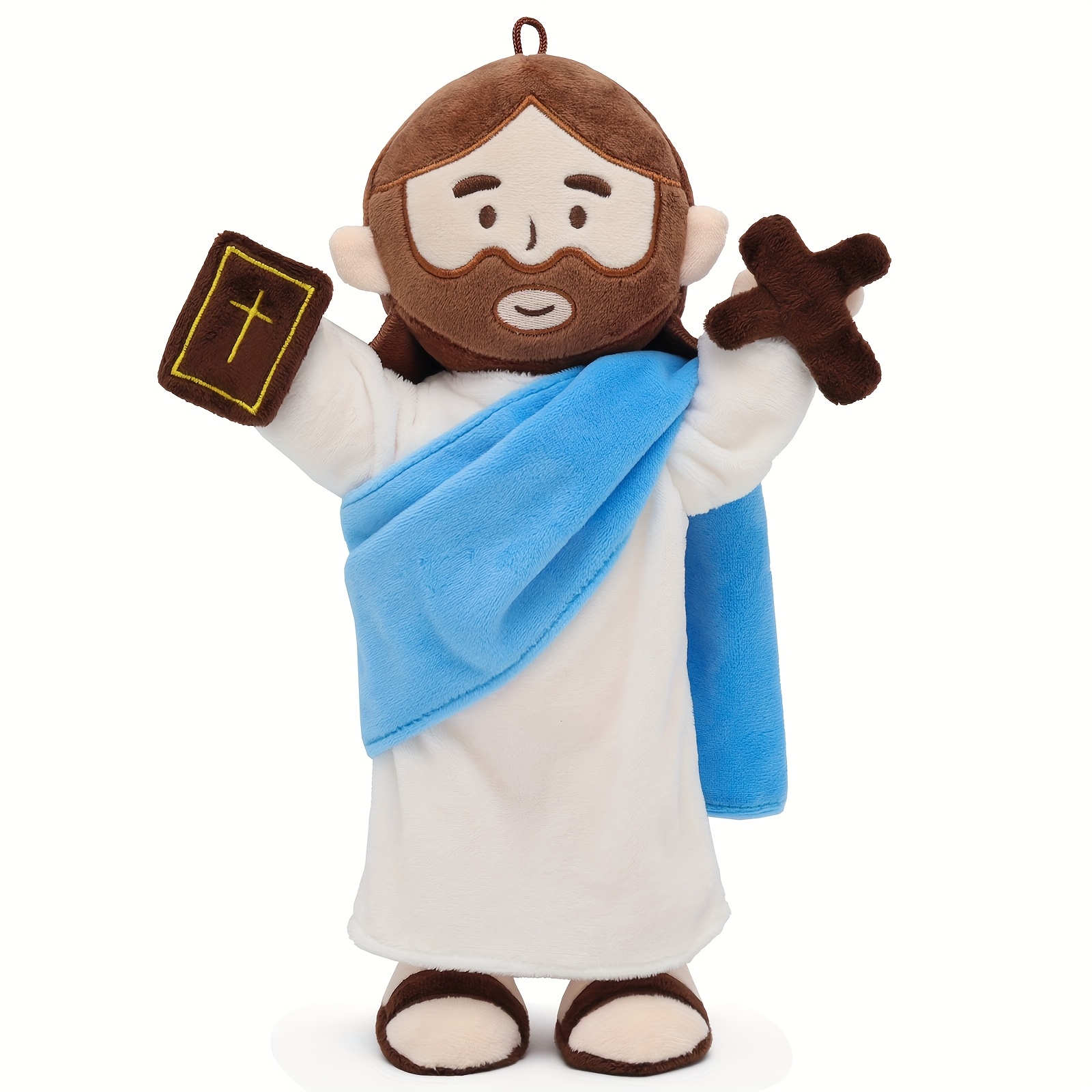 thumbnail video image 2 of 13.4in Jesus Doll Movable Frame Bible Book Various Shapes High Playability For Hanging Easter Gifts Christmas Gifts For Boys And Girls-Red, 2 of 9