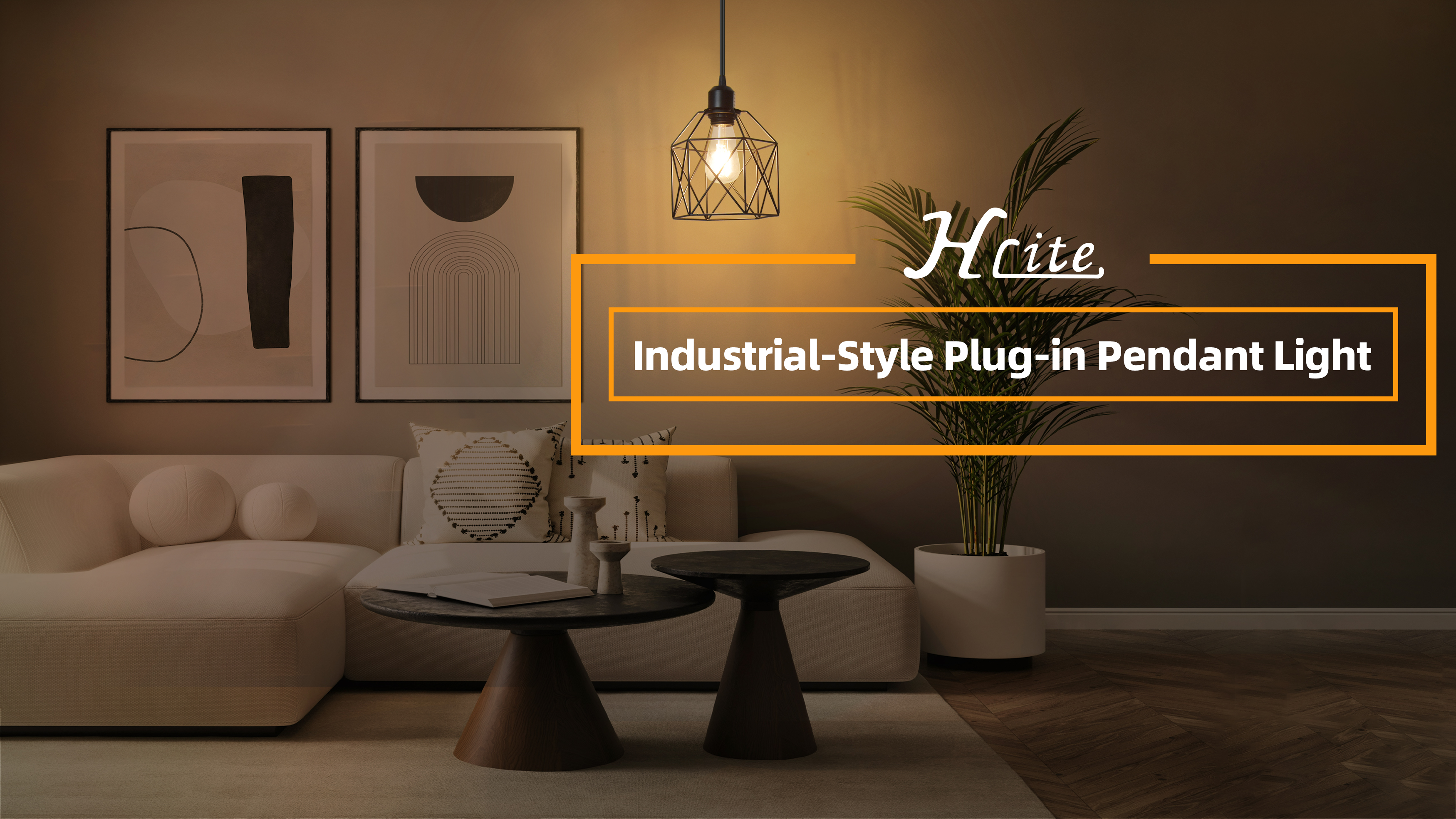 thumbnail video image 2 of Hlite Plug in Pendant Light, Industrial Black Iron Cage, 15ft UL Cord with Dimmer, Farmhouse Hanging Light for Kitchen Bedroom, 2 of 14