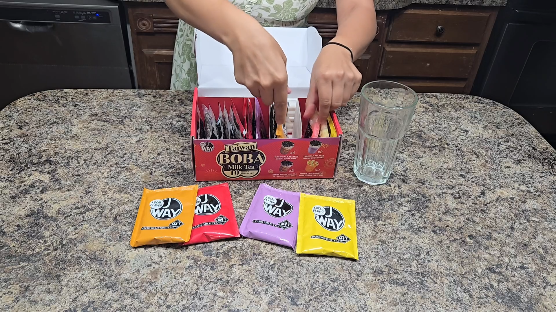 thumbnail video image 2 of J WAY Instant Boba Bubble Pearl Variety Milk Tea Fruity Tea Kit with Authentic Brown Sugar Fruity Tapioca Boba, 10 Servings, 2 of 11