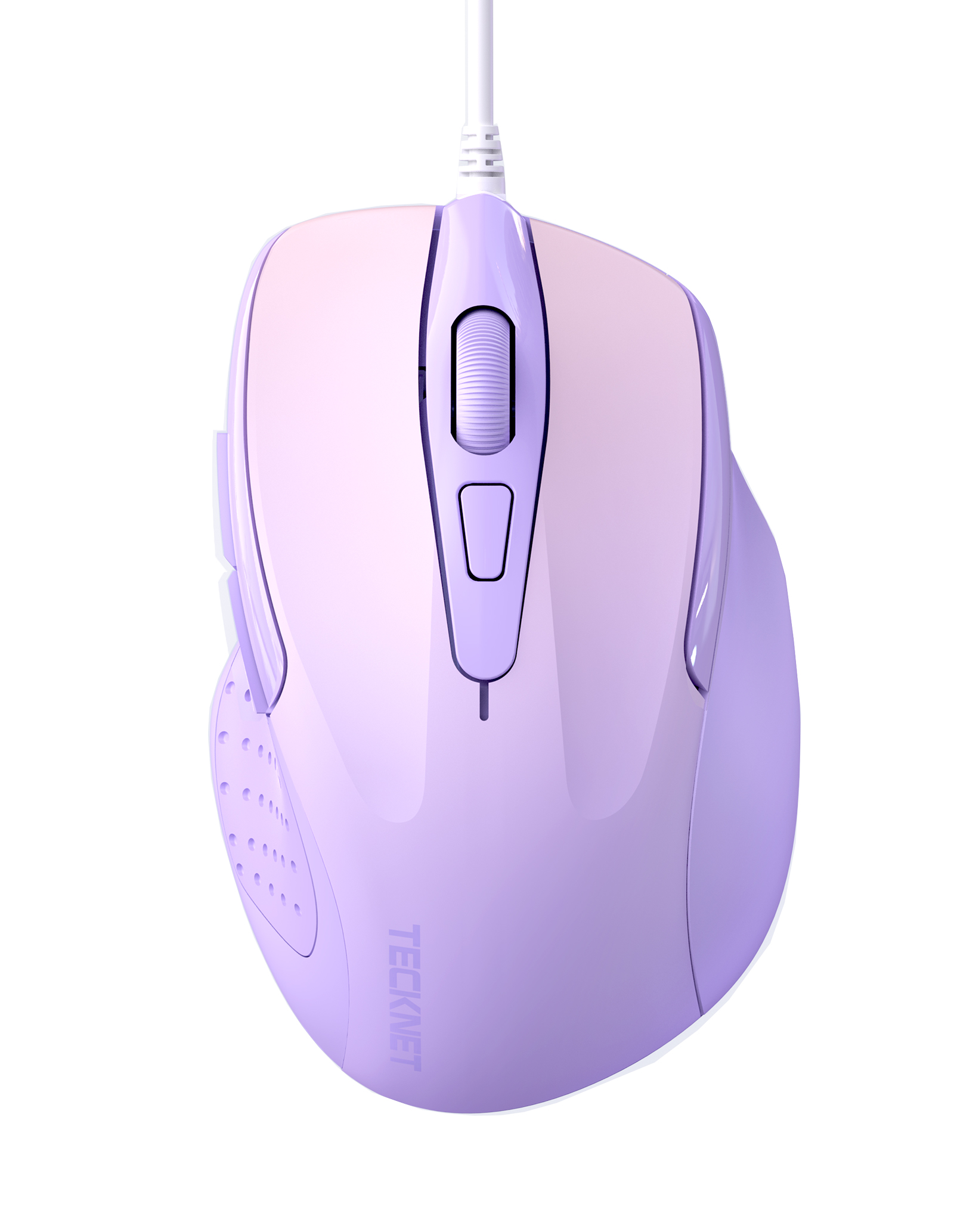 thumbnail video image 2 of TECKNET Wired Mouse, 6-Button Corded with 4 Adjustable DPI, Optical Ergonomic Design, 5FT Cord for Laptop, Chromebook, PC, Desktop, Mac, Notebook - Gradient Lavender, 2 of 9