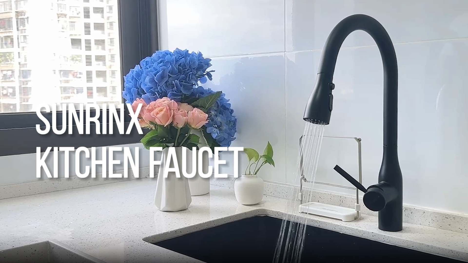 thumbnail video image 2 of Sunrinx Touchless Kitchen Faucet with Pull Down Sprayer, Brushed Nickel Stainless Steel Faucet, High Arc Single Handle, 3 Spray Modes, 2 of 12