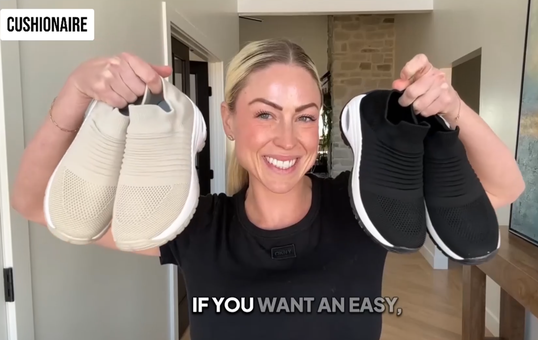 thumbnail video image 2 of CUSHIONAIRE Women's Breeze Stretch Knit Slip on Athletic Shoe +Memory Foam & LiteSole Technology, 2 of 6