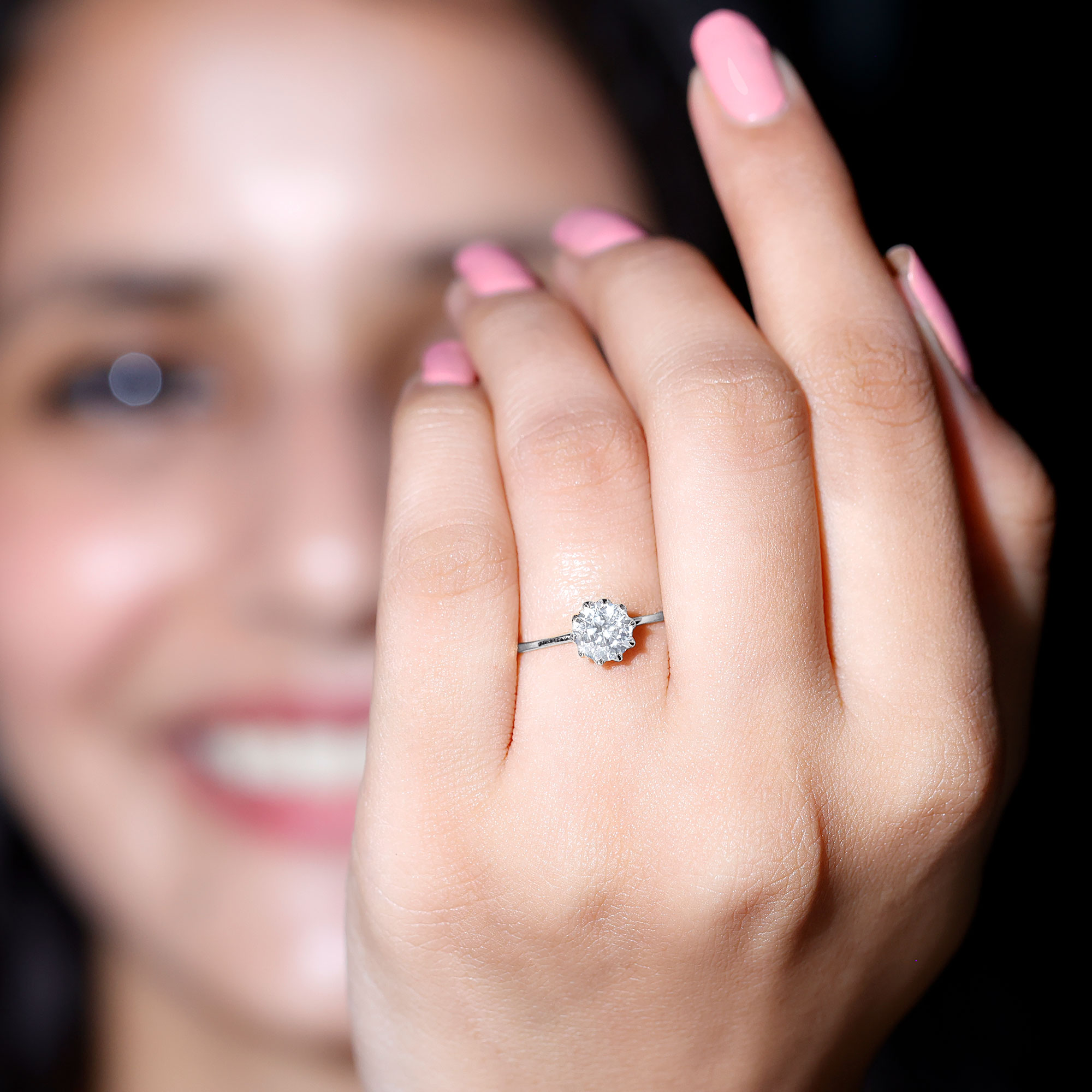 thumbnail video image 2 of Rosec Jewels Certified Round Moissanite Engagement Ring 1 Ct - 6 mm Moissanite Solitaire Ring - D-VS1 Quality - with Jewelry Box, 925 Sterling Silver, US 4.00, 2 of 7