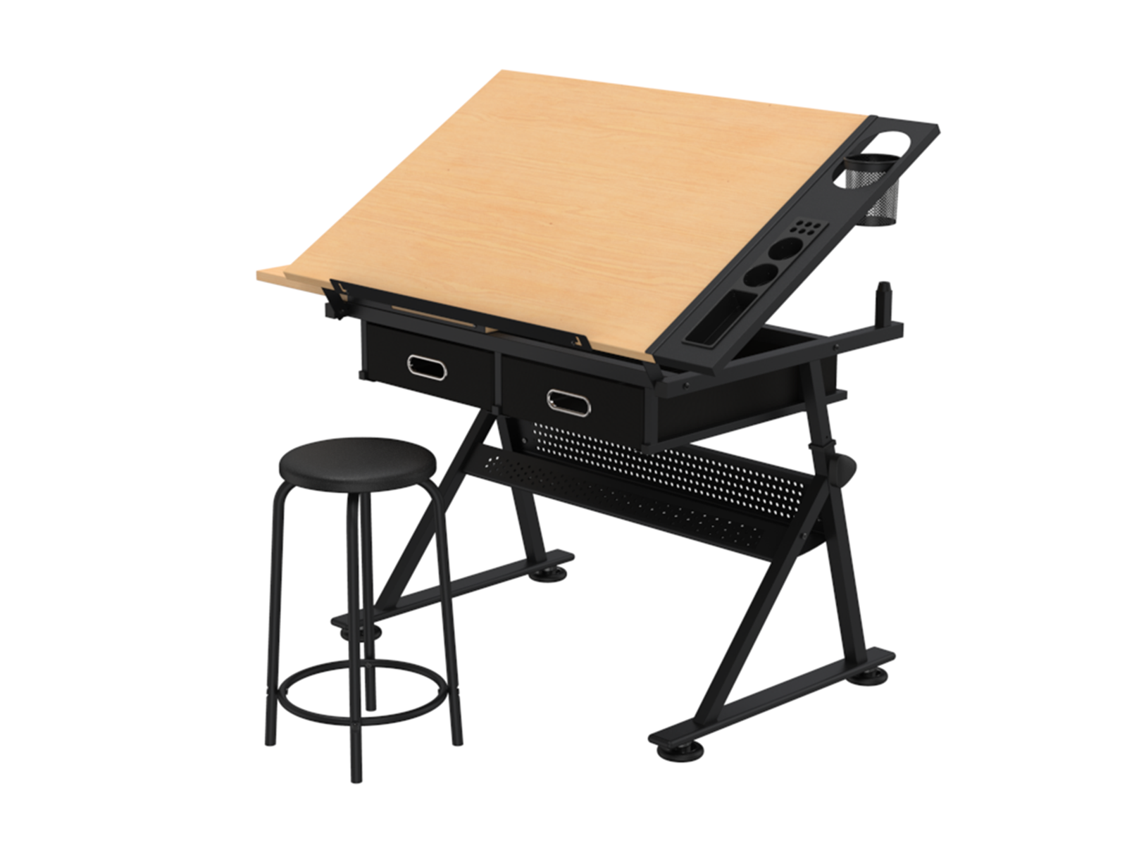 Dafting Table With Stool, Adjustable Height Dawing Table